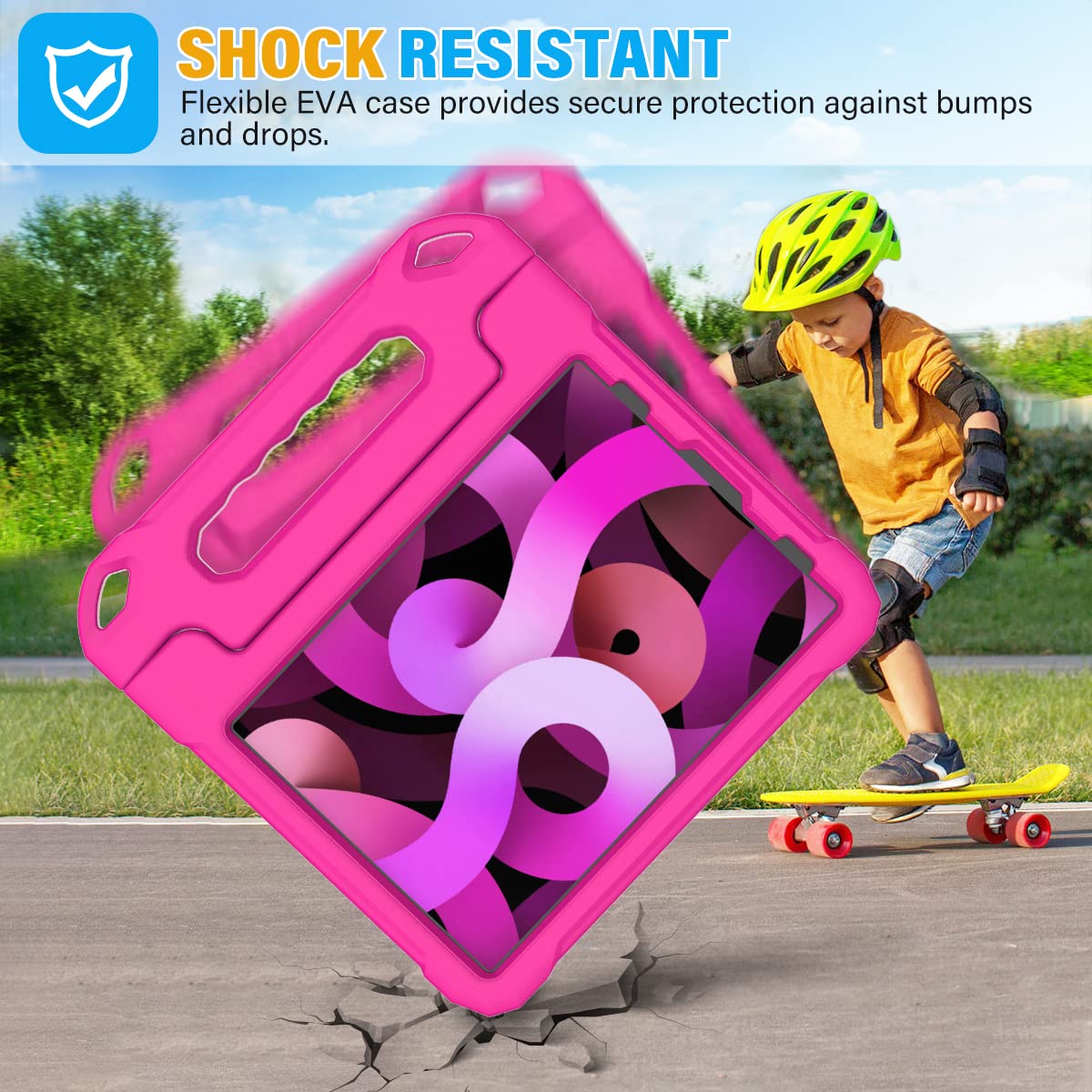 SUPLIK Shockproof Kids Case for iPad Air 5th/4th Generation (10.9 inch 2022/2020) & iPad Pro 11 - Pink Protective Cover with Screen Protector & Handle Stand - Perfect for School, Travel, and Home Learning