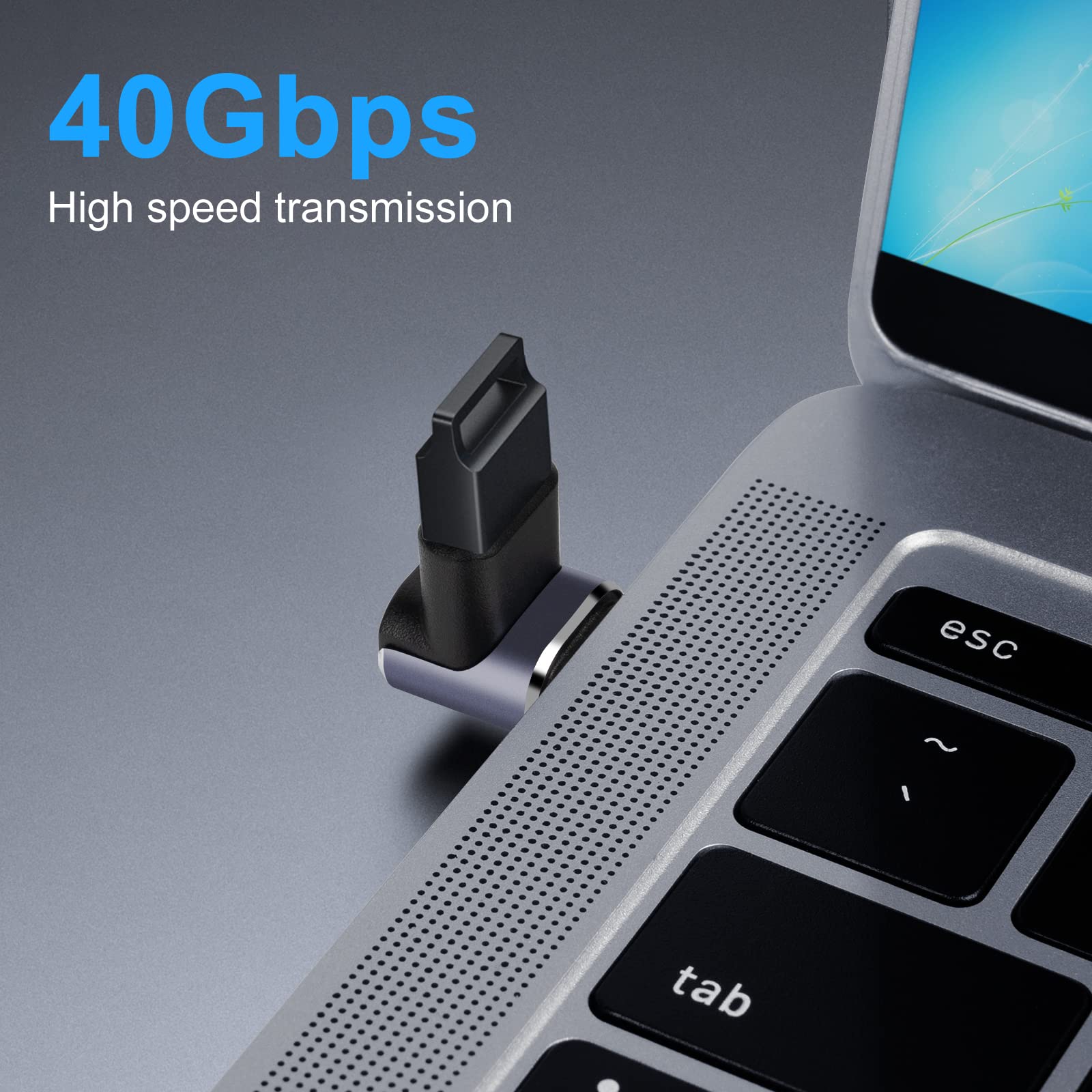 Samsung USB C 90 Degree Angled Adapter (2 Pack) - 40Gbps High-Speed Data Transfer, Compatible with MacBook Pro/Air, iPad Pro, Galaxy & More USB-C Devices - Perfect for Home Office, Gaming & Travel Charging