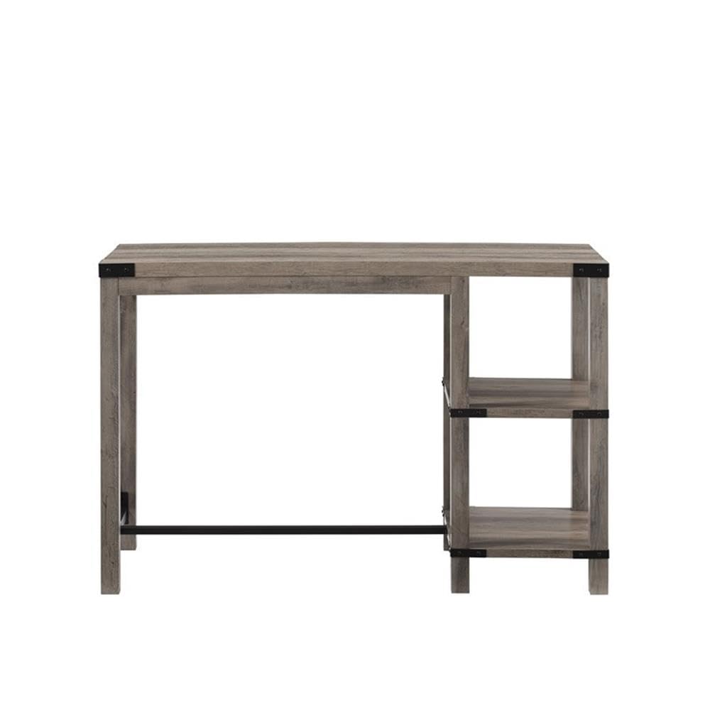 Walker Edison Kenneth Modern Farmhouse Kitchen Island with Angled Iron Frame, Gray - Perfect for Farmhouse Style Kitchens, Dining Areas & Open Concept Living Spaces