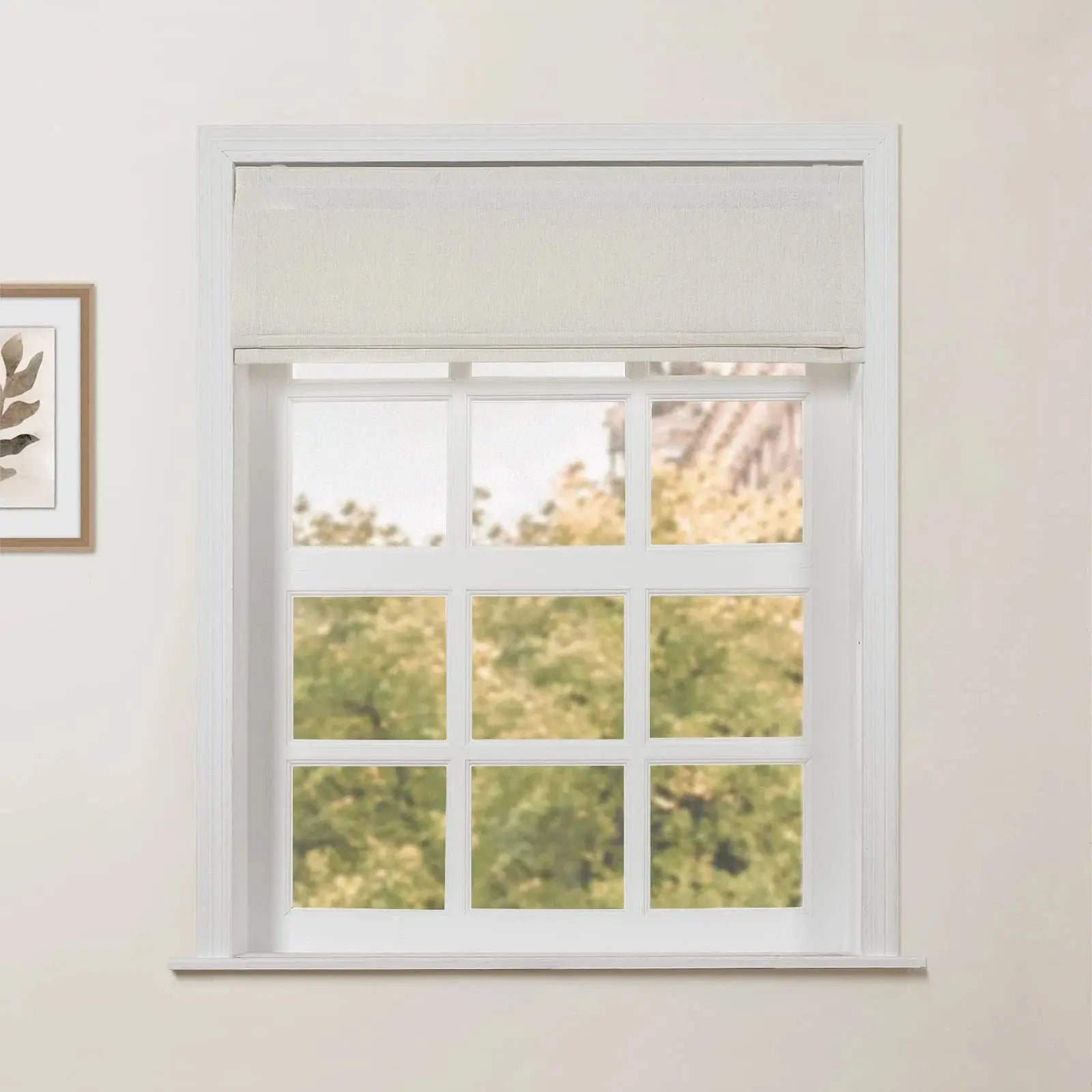 Ron Linen Cotton Herringbone Roman Shade - Cordless Window Treatment for Living Room, Bedroom & Office (Blackout/Sheer Options)