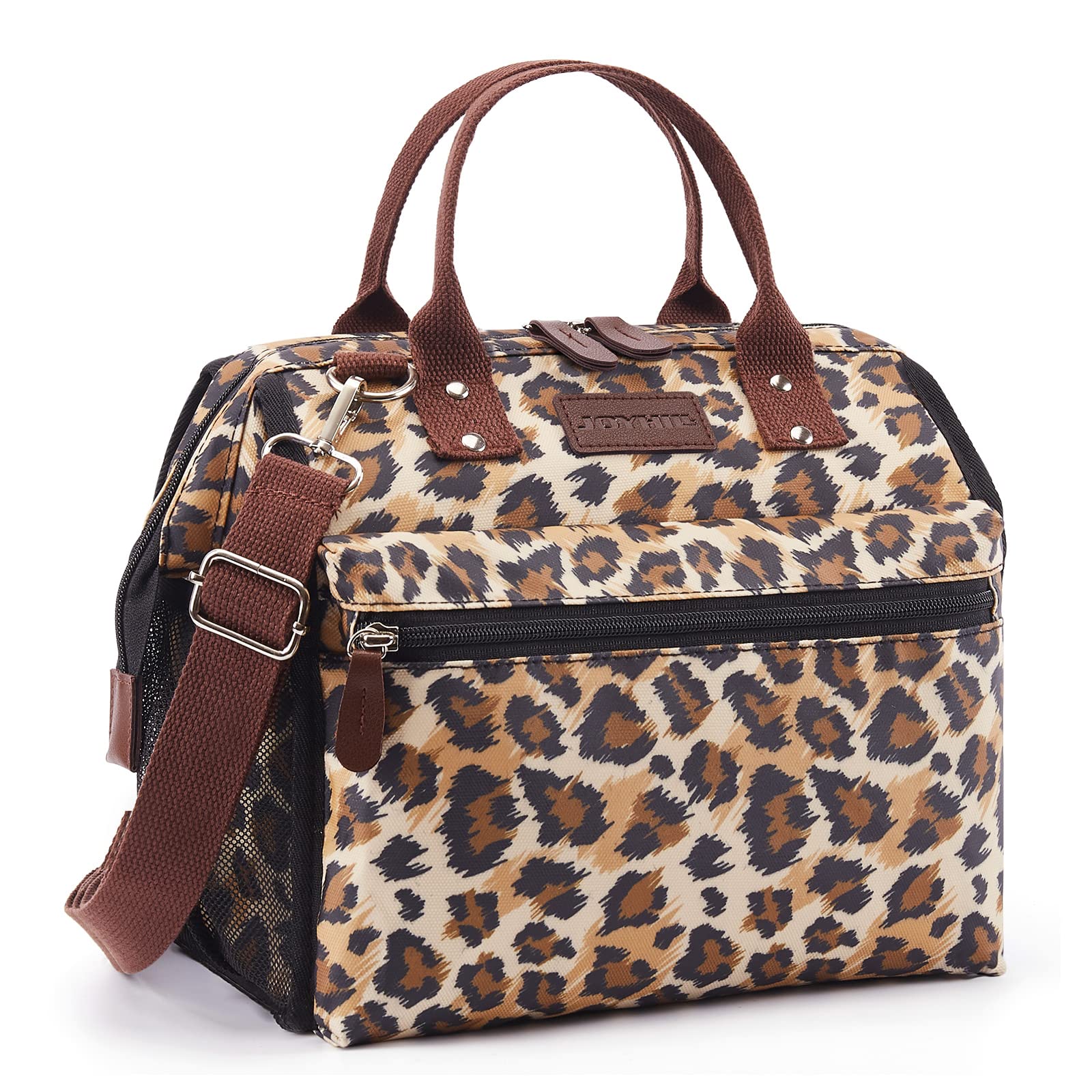 Joyhill Insulated Lunch Bag for Women - Leopard Print, Water Resistant & Leakproof, Adjustable Shoulder Strap - Perfect for Work, School, Picnics & Outdoor Activities