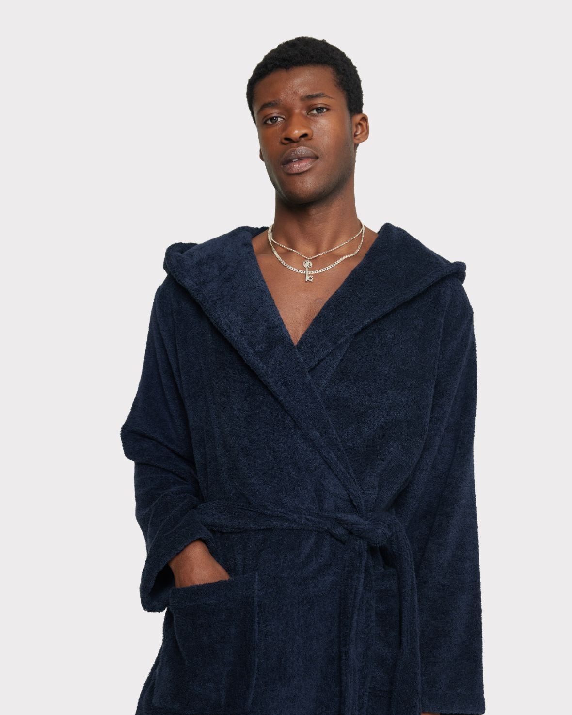 Premium Cotton Towel Dressing Gown for Women & Men - Soft & Absorbent Bathrobe - Navy Blue - Perfect for Spa, Lounge & After Shower Relaxation