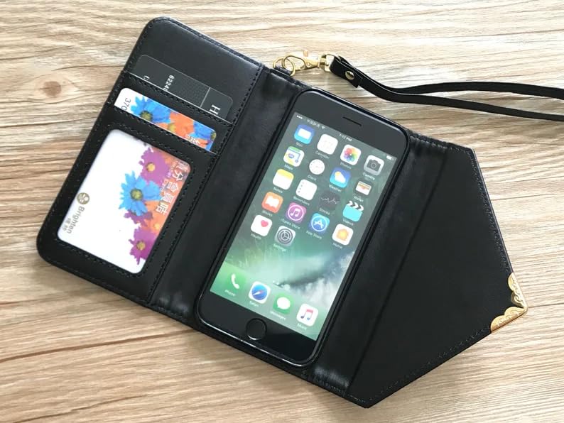 Victorian Butterfly Leather Wallet Phone Case for iPhone X/XS/XR/11/12/13/14/15/16 Pro Max & Galaxy S24/S23/S22/S21/S20 Ultra/S10/S9/Note 20/8/9/10 Plus (MN1619) - Slim Protective Cover with Card Slots for Everyday Use & Travel