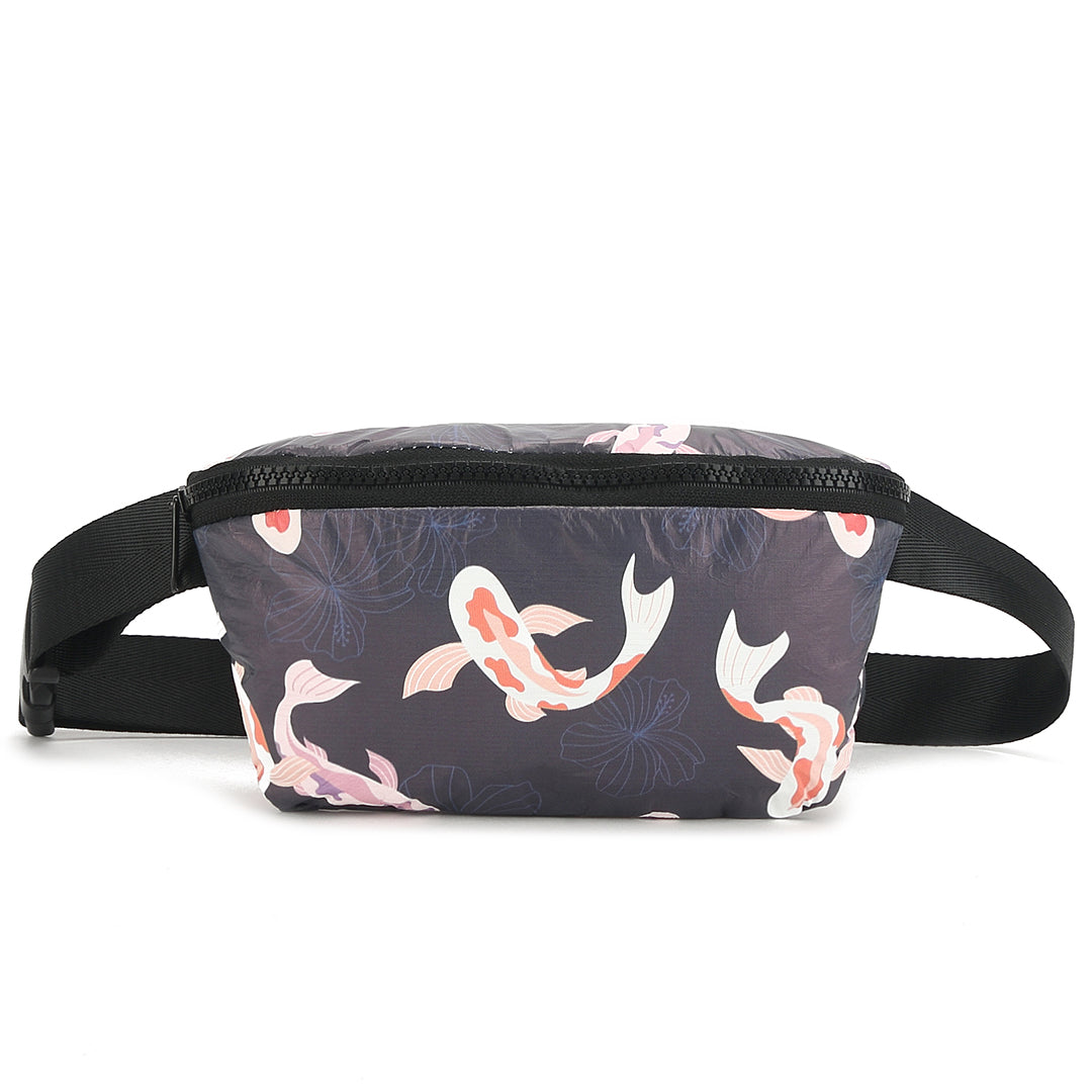 Waterproof Fanny Pack for Women & Men - Wai Wai Koi Navy Crossbody Bag - Perfect for Hiking, Travel, Running, and Outdoor Activities