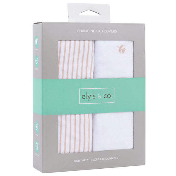 Ely's & Co. Soft Cotton Cradle Sheet & Changing Pad Cover Set - 2 Pack for Baby Nursery, Bassinet & Diaper Changing Station