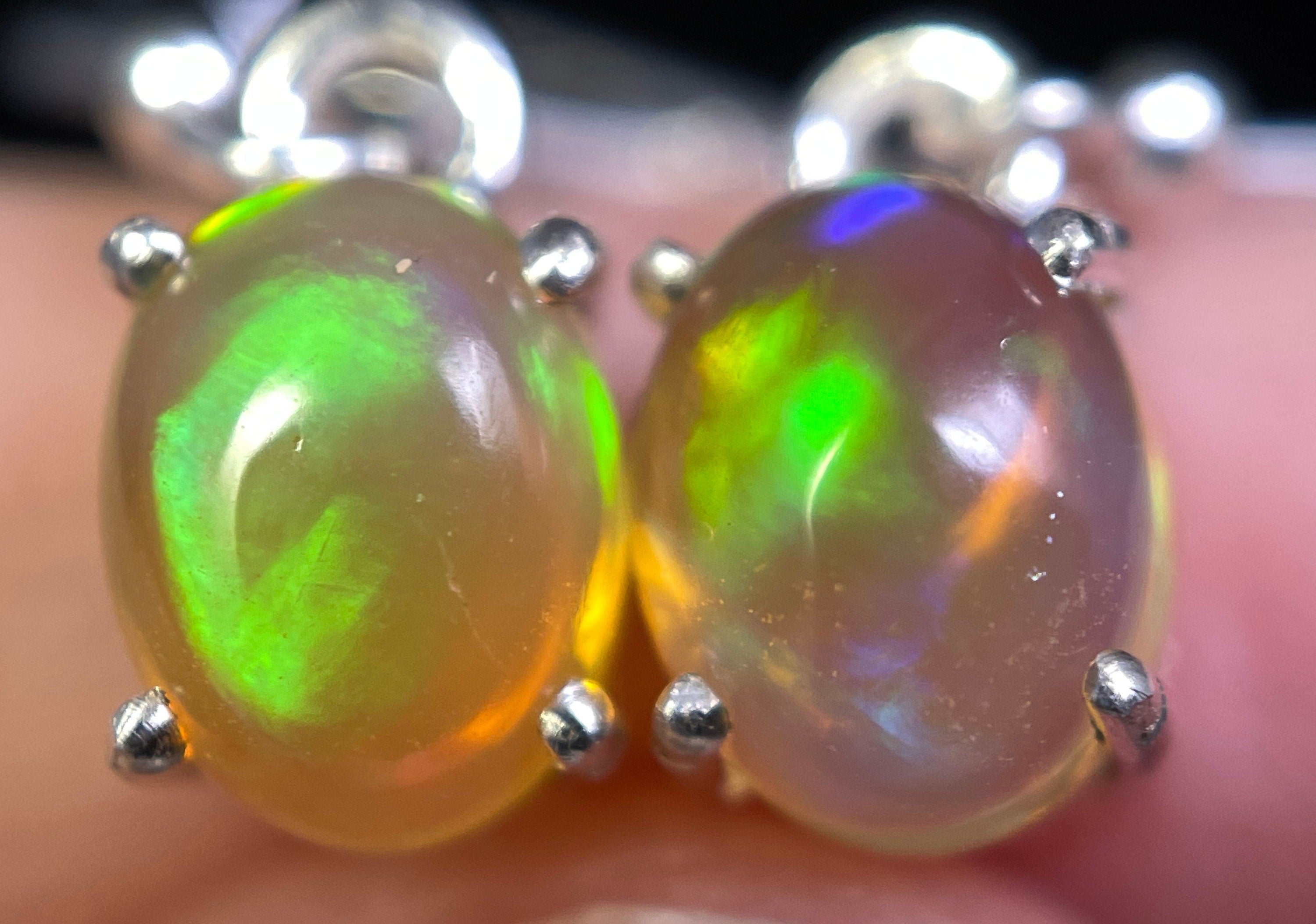 Stunning Sterling Silver Opal Dangle Earrings – Genuine Welo Opal Birthstone Jewelry for Women | Perfect Gift for Birthday, Anniversary & Special Occasions