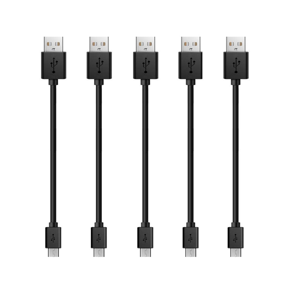 Drimran 6-Inch Ultra Short Micro USB Cable - High-Speed Fast Charging & Sync Cord for Samsung, HTC, Nokia, LG & More (5-Pack) | Perfect for USB Charging Stations, Battery Packs & Charger Stands | Compact Design for Travel, Office & Home Use