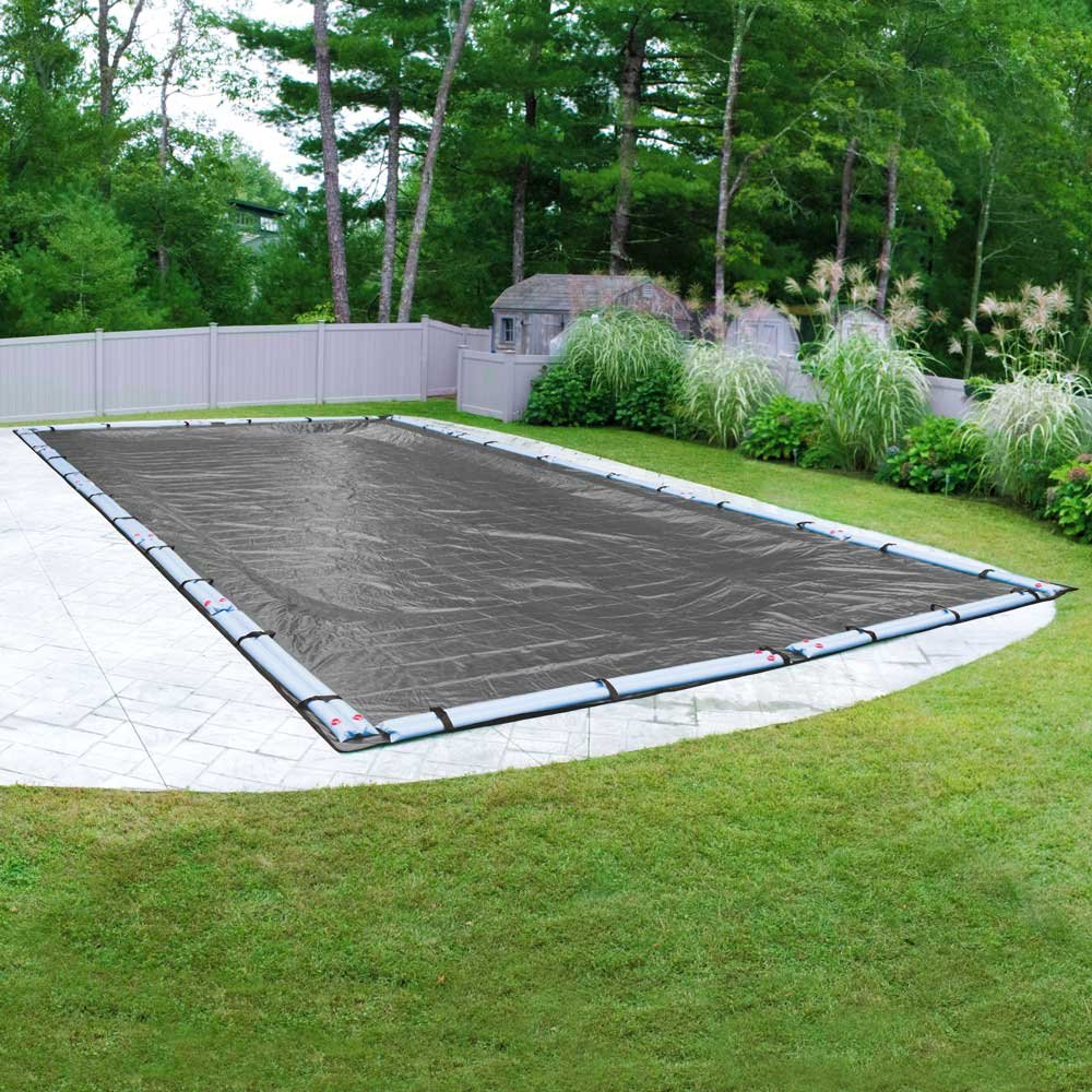 Pool Mate 511636R-PM 20-Year Durable In-Ground Winter Pool Cover 16x36 ft - Heavy Duty Charcoal Protection for Swimming Pools | Cold Weather Protection, Leaf Debris Prevention, Year-Round Safety