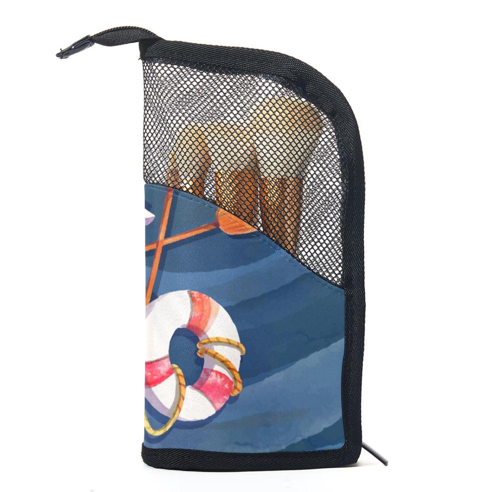 Vintage Marine Anchor Rudder Makeup Brush Organizer Bag with 12 Slots - Portable Travel Cosmetic Brush Holder Case for Professional Makeup Artists & Beauty Enthusiasts - Perfect for Home, Travel, and Salon Use