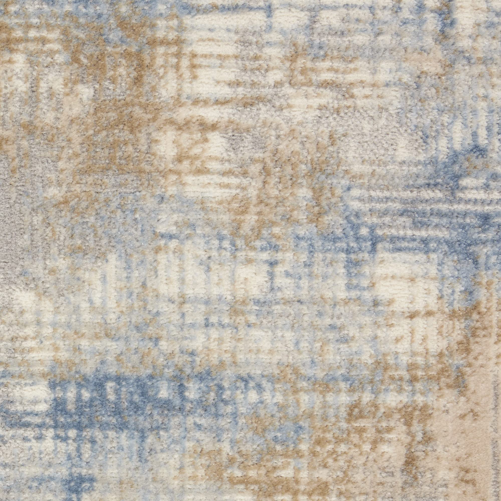Calvin Klein Rush Blue/Beige 6' Round Area Rug - Modern Abstract Design, Easy to Clean, Non-Shedding - Perfect for Bedroom, Living Room, Dining Room & Kitchen Decor