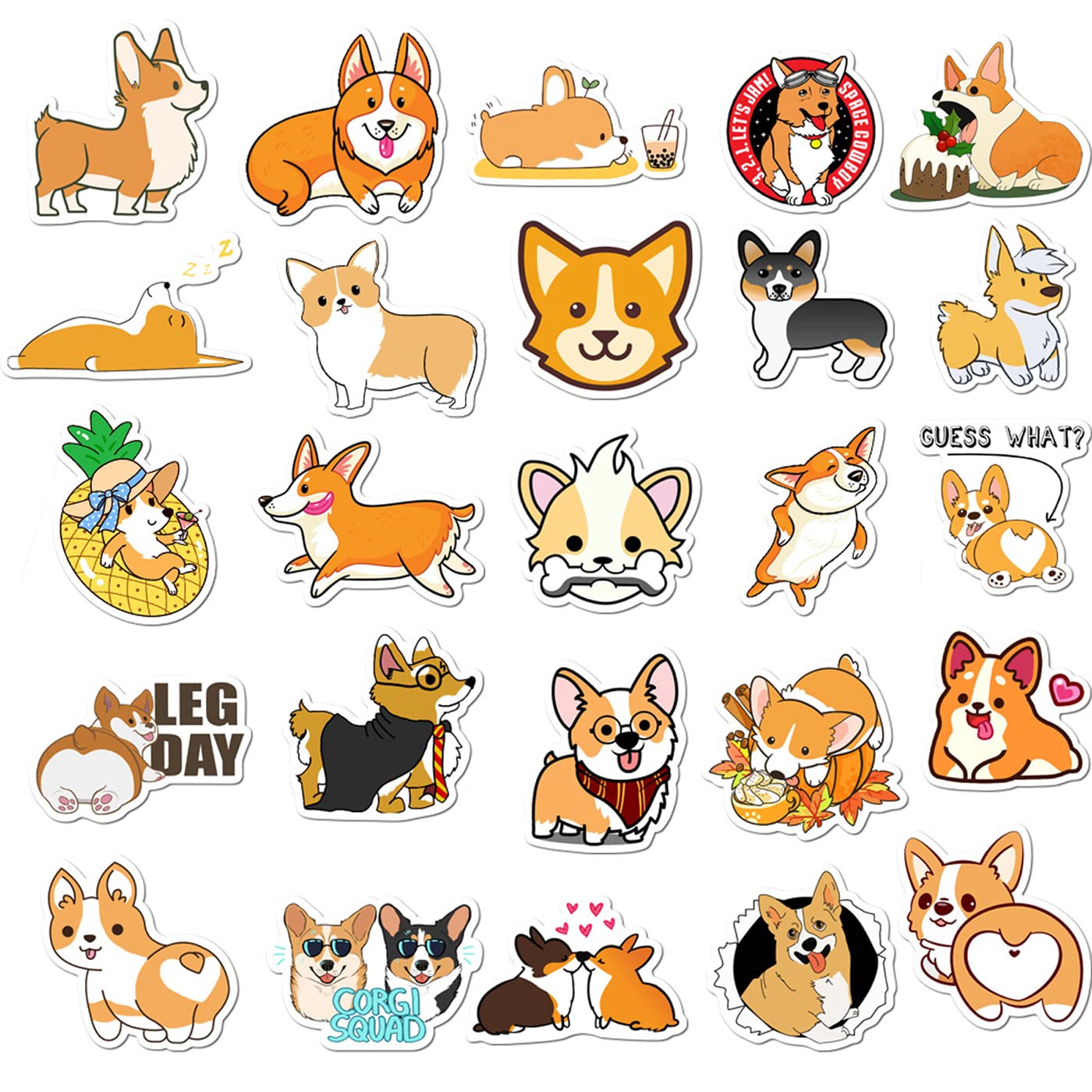 50Pcs Welsh Corgi Pembroke Stickers - Cute Dog Vinyl Decals for Kids, Teens & Adults - Waterproof Puppy Stickers for Scrapbooking, Laptop, Water Bottle, Skateboard, Journaling - Perfect for DIY Crafts, School Projects & Gift Giving