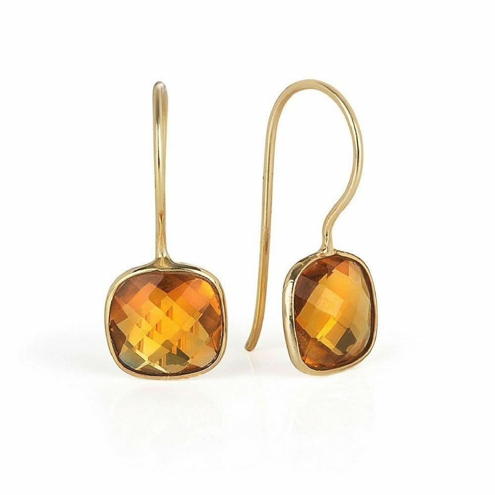 Natural Citrine Gemstone Earrings in 14K Gold - Elegant Dangle Earrings for Women, Perfect for Parties & Special Occasions