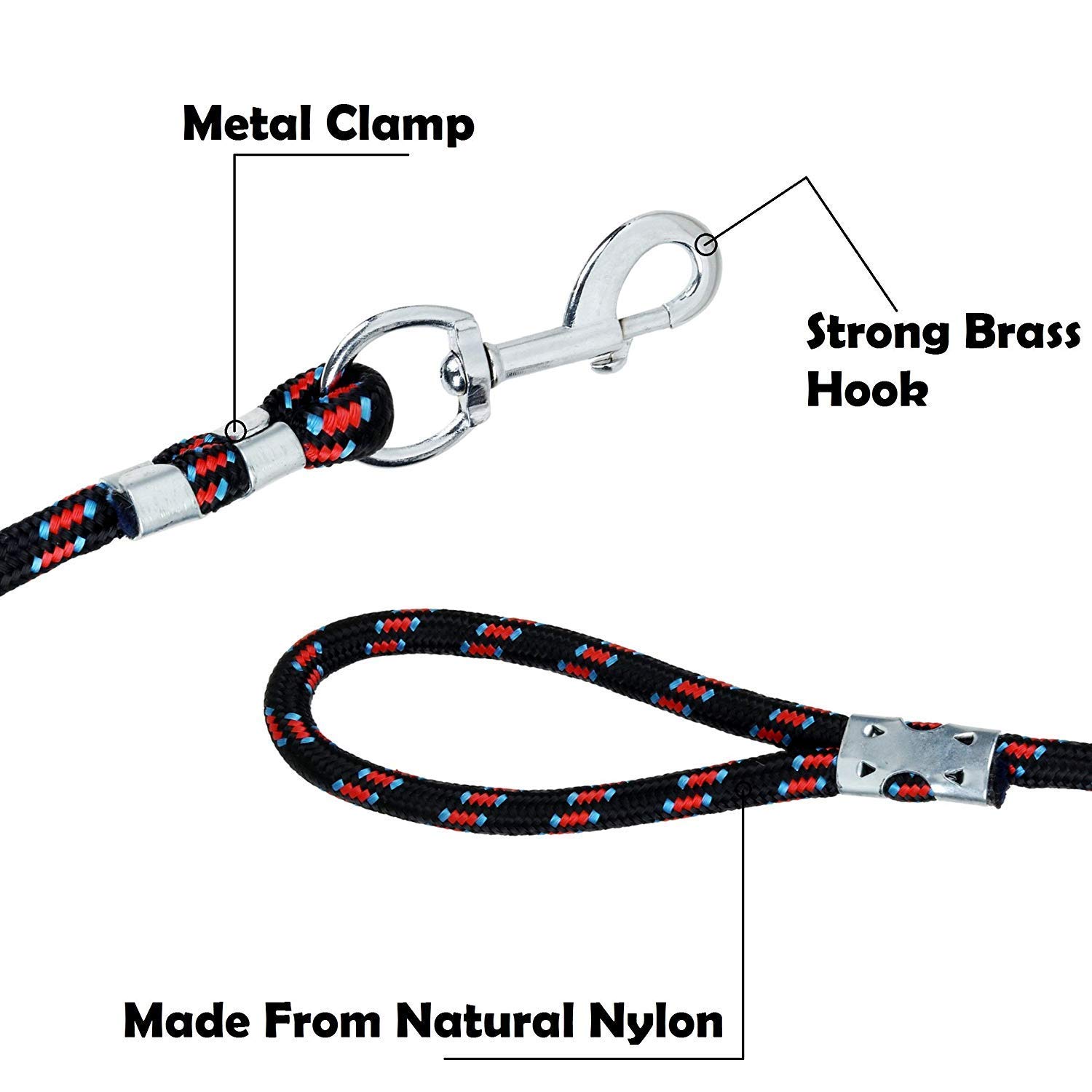 Quickato 15mm Heavy Duty Reflective Nylon Dog Leash - Strong Training Lead with Secure Hook for Medium Dogs (15mm, Multi-Color) - Perfect for Night Walks, Obedience Training & Outdoor Adventures