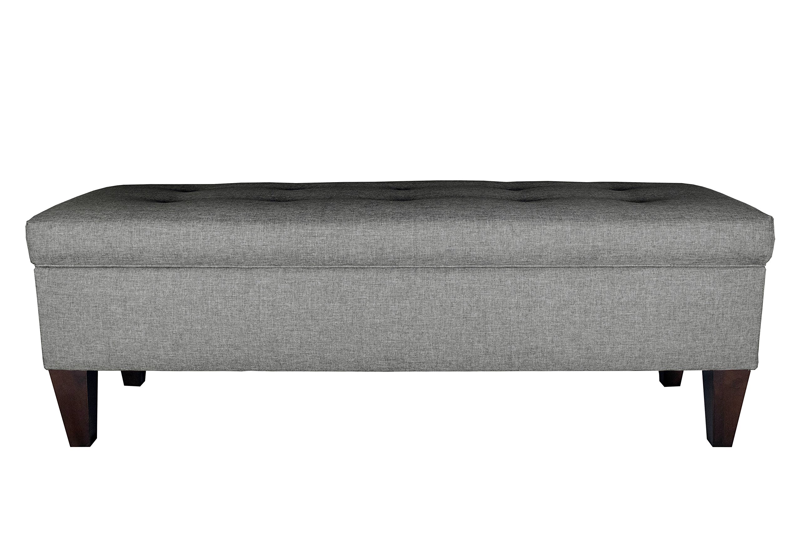 MJL Furniture Designs Brooke Collection Diamond Tufted Upholstered Long Bedroom Storage Bench with Lift Top, Sandy Series, Gray - Perfect for Bedroom Seating, Entryway Decor, and Extra Storage Space