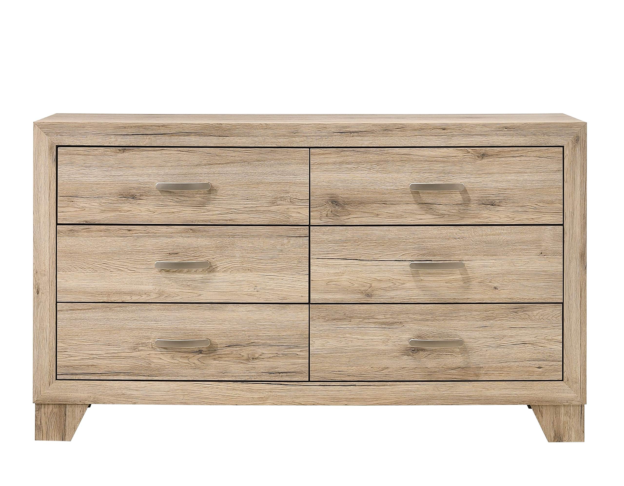 Knocbel 6-Drawer Wooden Dresser with Metal Handles - Fully Assembled Double Chest of Drawers with Tapered Legs, 59