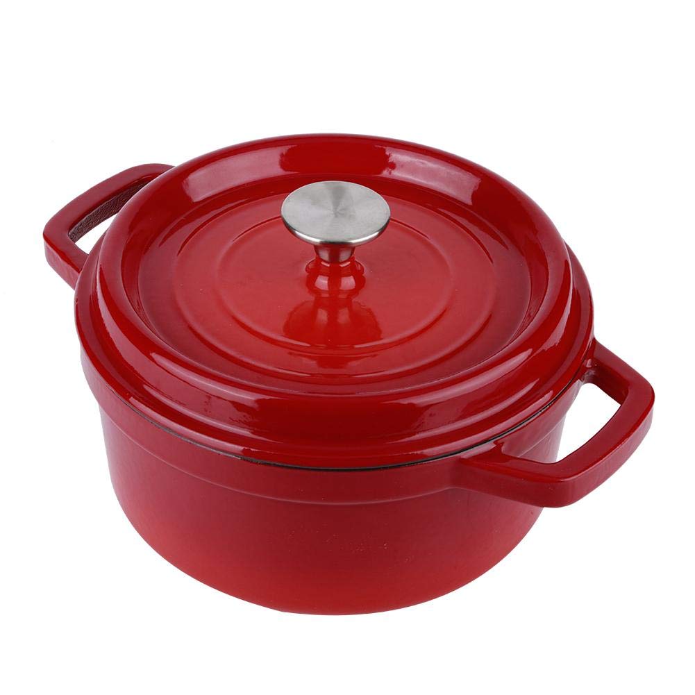 Premium Enameled Cast Iron Dutch Oven with Lid - 5QT Large Capacity Non-Stick Cookware, Dual Handles for Easy Handling, Works on All Heat Sources (Induction, Gas, Electric, Campfire) - Perfect for Outdoor Camping, Picnics, BBQs, Baking, Stewing & Family Dinners (2 Sizes Available)
