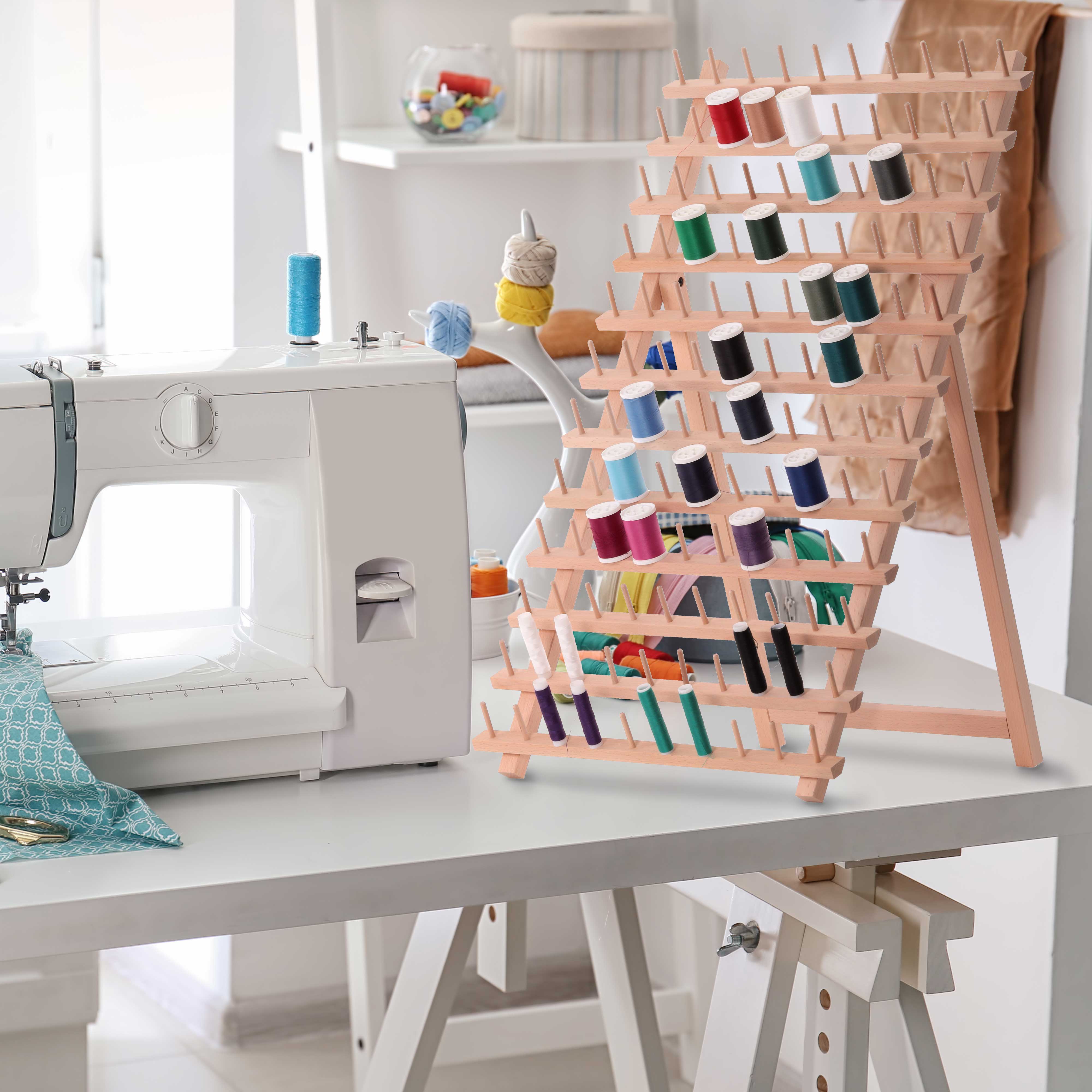 Premium 120 Spool Wooden Thread Holder - Sewing & Embroidery Thread Storage Organizer for Craft Room, Quilting & DIY Projects - Perfect for Knitting, Crochet & Fabric Art Supplies Organization