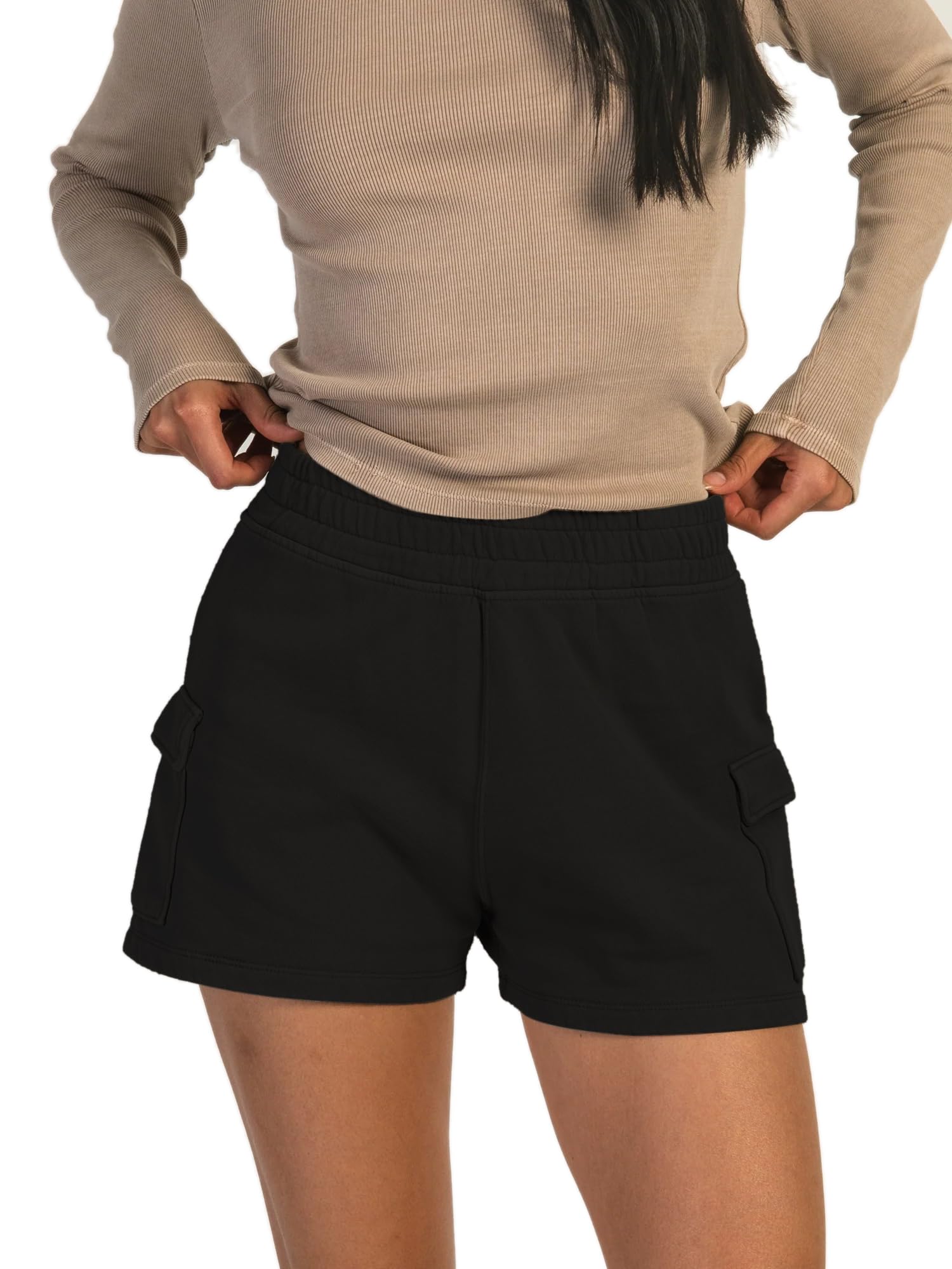 Hanyomo Donna Fitness Lounge Comfy Fleece Athletic Running Shorts with Drawstring Cotton Workout Shorts for Women - Perfect for Yoga, Gym, and Casual Wear