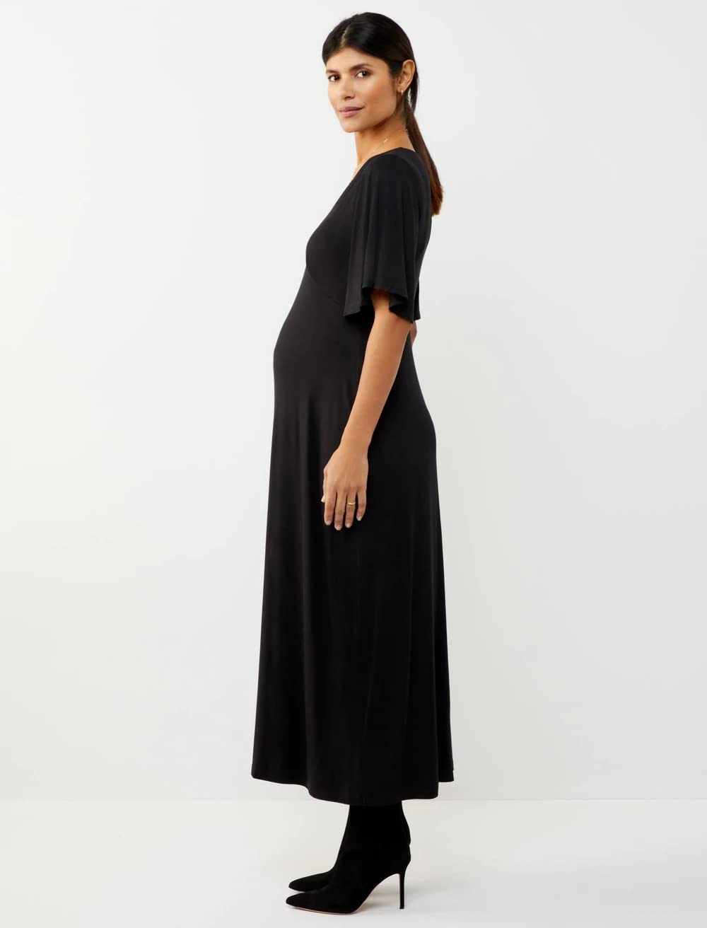 Black Maternity Caftan Dress for Pregnancy Comfort - Perfect for Casual Wear, Beach Cover-Up & Relaxing at Home