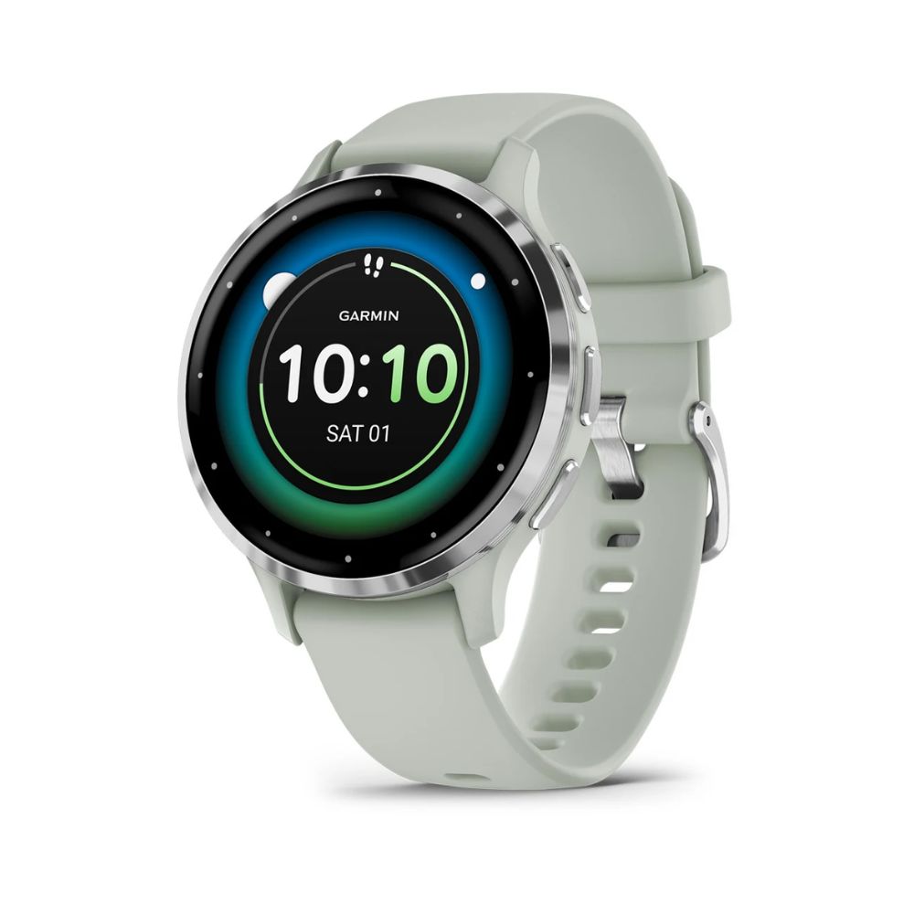 Silver Stainless Steel Bezel with Sage Gray Case and Silicone Band