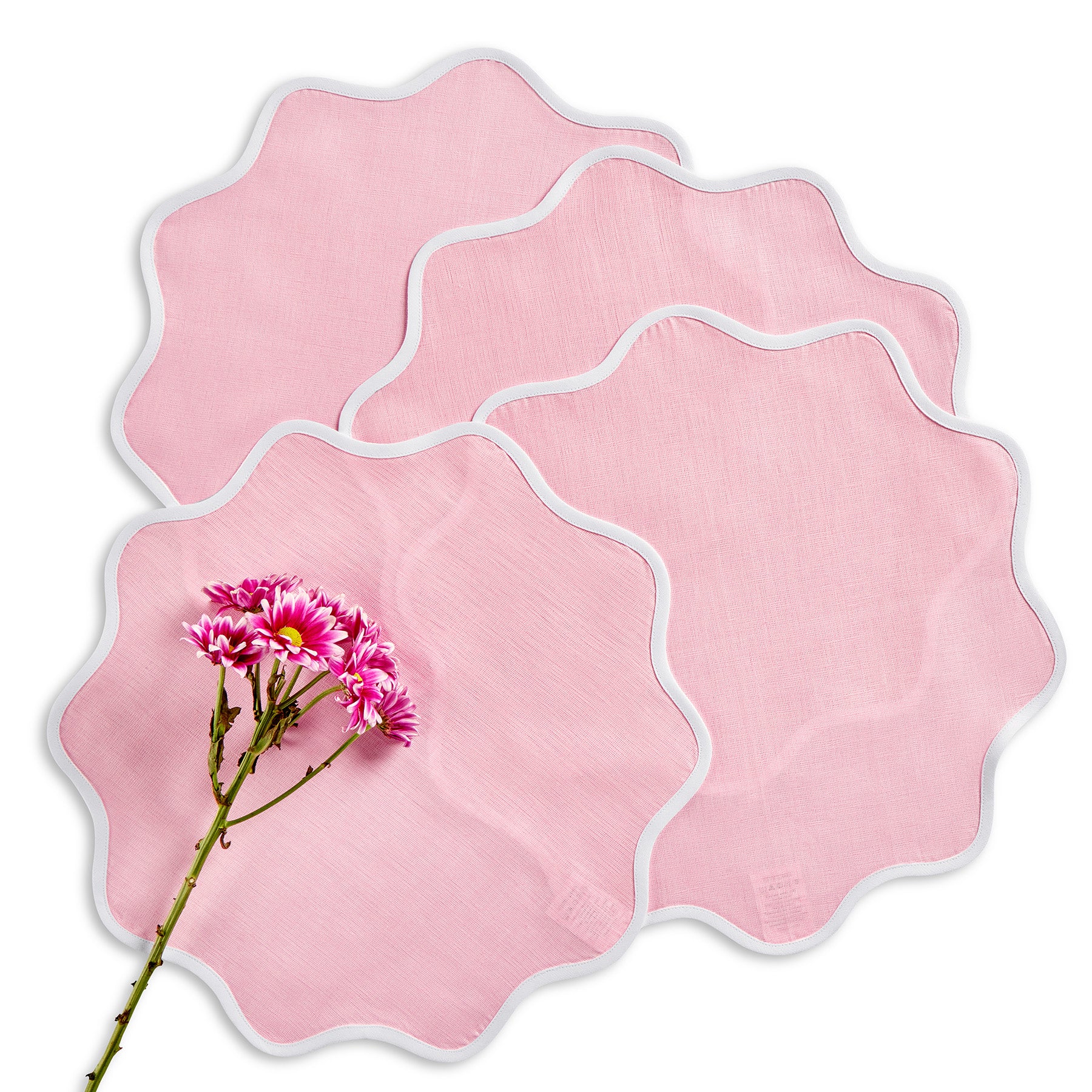 Giselle Scallop Edge Placemats Set of 4 - Elegant Round Table Mats for Dining, Kitchen, Party & Home Decor