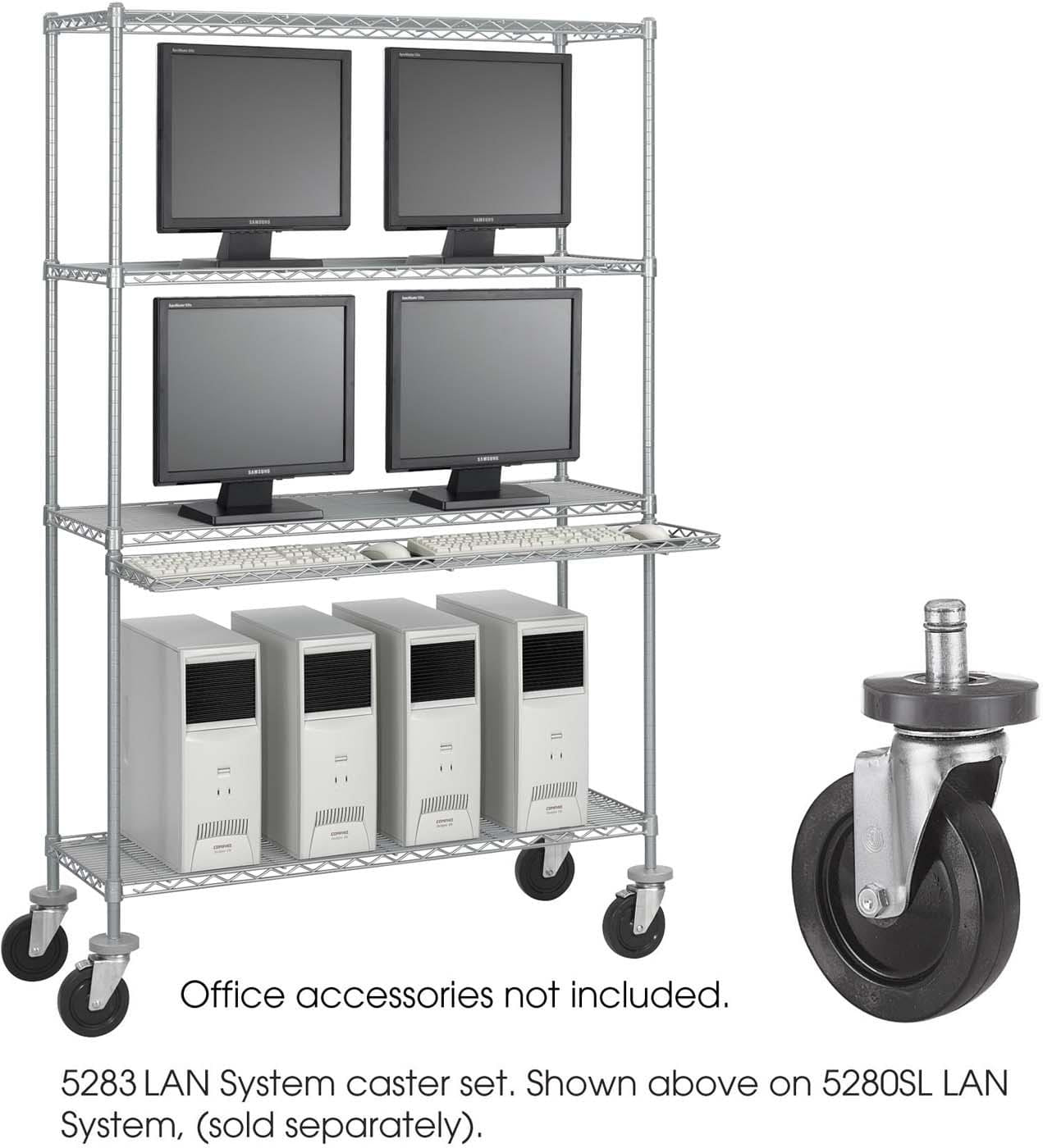 Heavy Duty Industrial Wire Shelving Caster Kit - Set of 4 Black Wheels for Storage Racks & Utility Carts | Garage, Warehouse & Workshop Mobility Solution