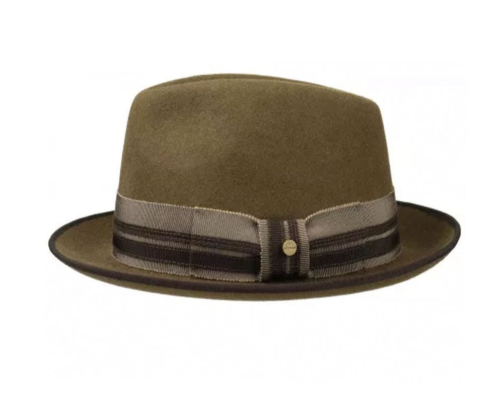 Stetson 'Player' Wool Felt Trilby Hat for Men - Olive Green Classic Fedora Style - Perfect for Casual Wear, Outdoor Events & Vintage Fashion