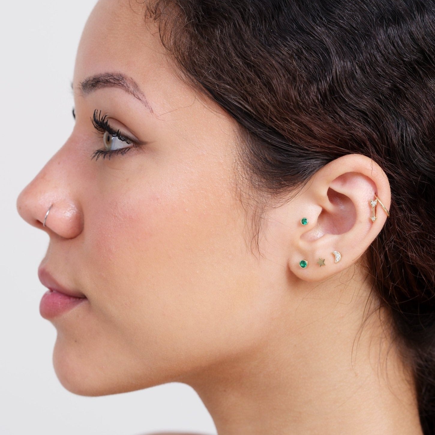 14K Solid Yellow Gold Emerald Flat Back Stud Earrings with Milgrain Detailing - Perfect for Weddings, Parties & Everyday Elegance
