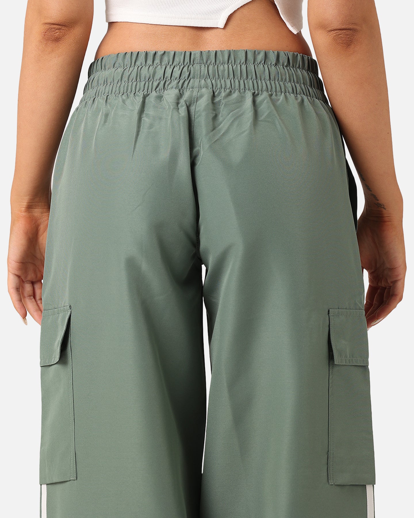 Adidas Women's 3 Stripes Cargo Pants - Trace Green | Comfortable Casual & Streetwear Pants for Women | Perfect for Hiking, Travel & Everyday Wear