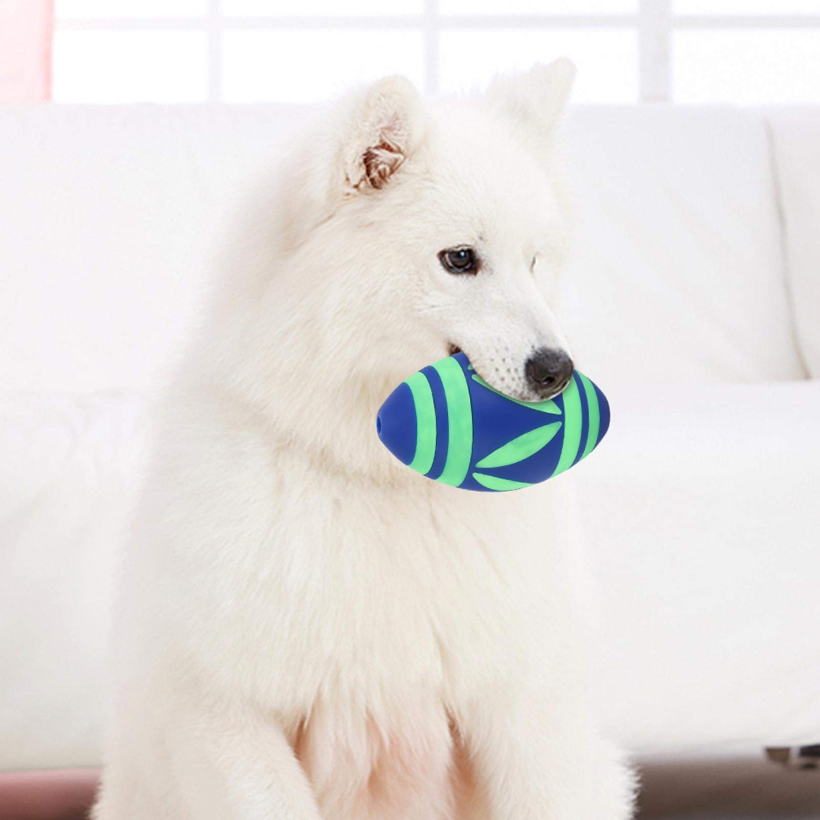 Durable Dog Chew Toy for Teeth Cleaning - Interactive Pet Football with Food Dispenser - Fun & Healthy Treat Ball for Small & Large Dogs - Perfect for Indoor & Outdoor Play