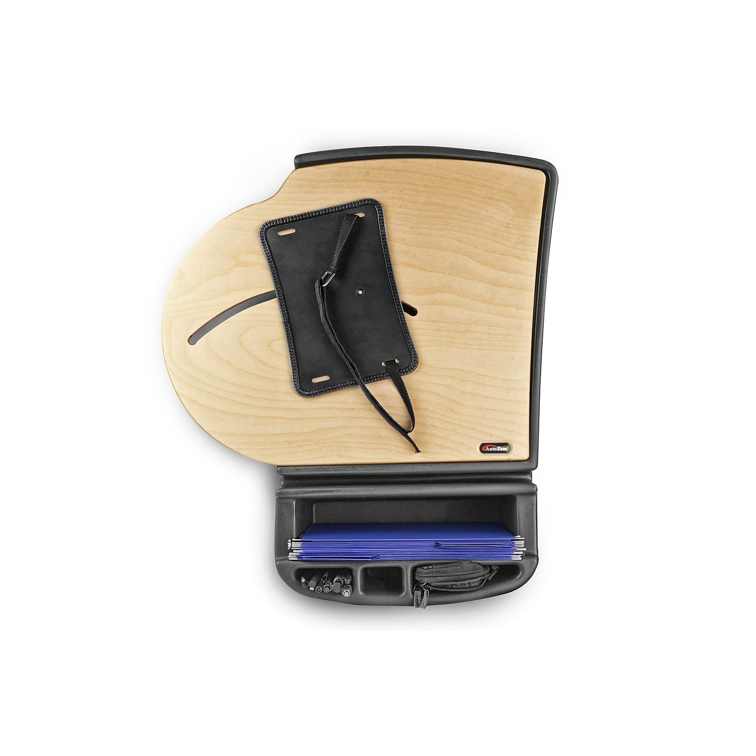 AutoExec AUE25000 Efficiency FileMaster Car Desk - Premium Birch Finish Organizer for Office, Home & Vehicle Use - Perfect for Business Professionals & Remote Workers