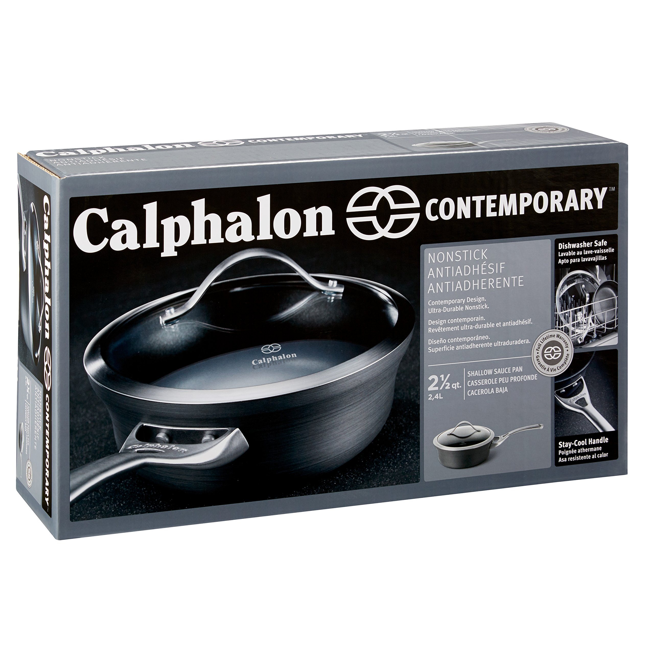 Calphalon Contemporary Hard-Anodized Aluminum Nonstick 2.5-Quart Sauce Pan - Black Cookware for Sauteing, Simmering & Serving - Perfect for Pasta, Gravy & Small Meals