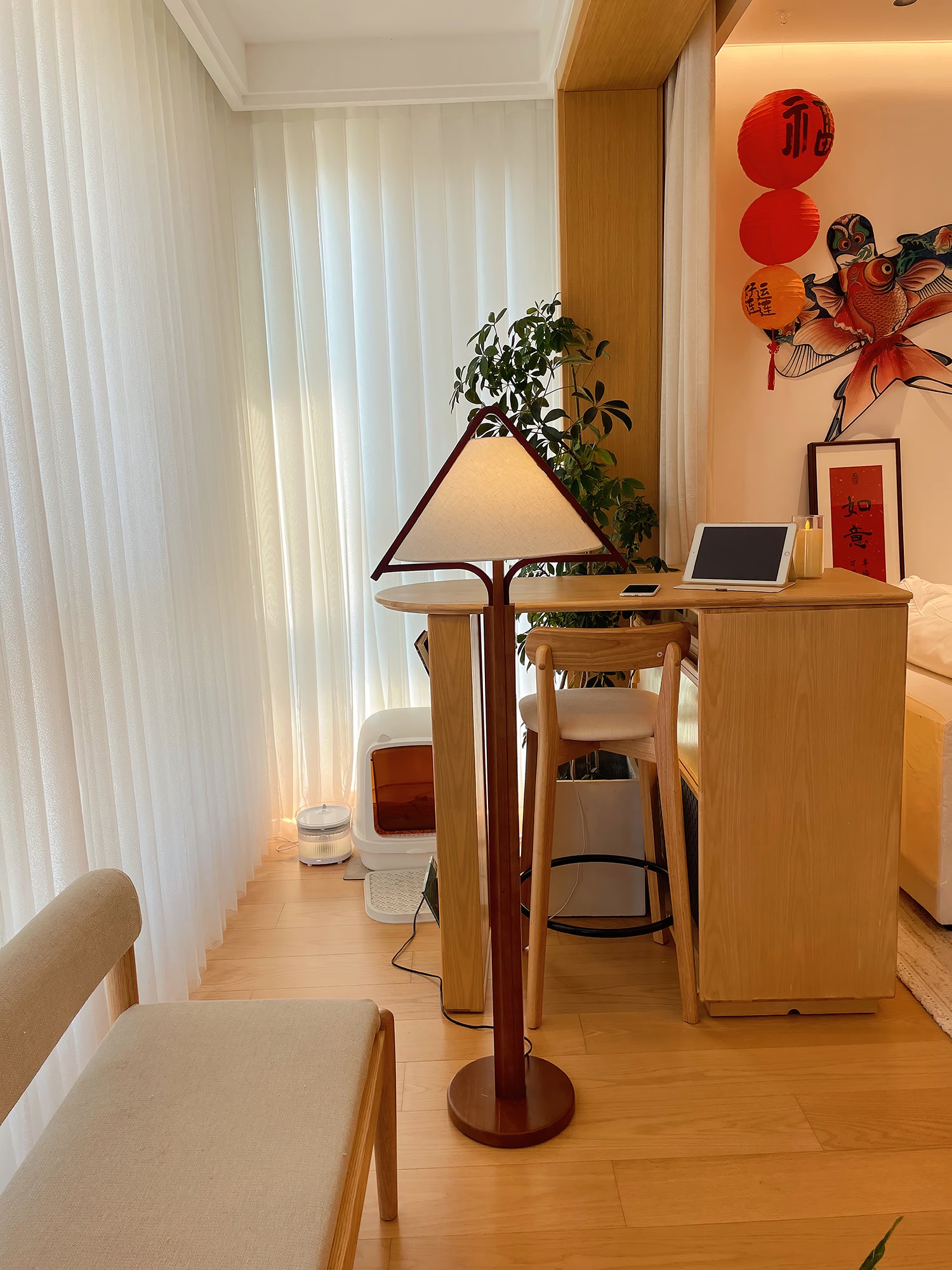 Apex Triangle Shade Floor Lamp - Modern LED Standing Light for Living Room, Bedroom & Office - Adjustable Brightness & Warm White Light - Perfect for Reading, Relaxing & Decorating