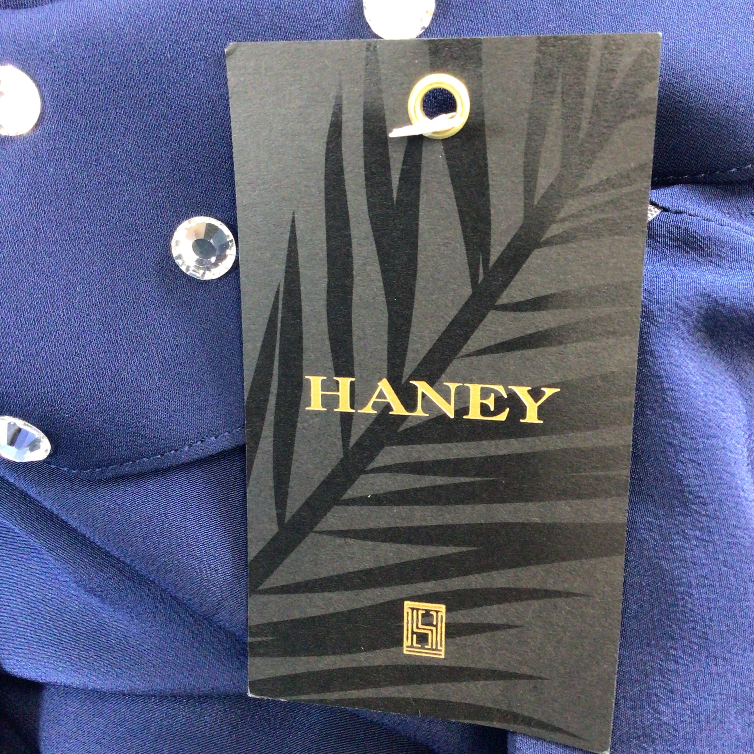 Haney Navy Blue Crystal Embellished One Sleeve Asymmetric Silk Dress | Elegant Evening Gown for Women | Perfect for Cocktail Parties, Weddings & Special Occasions