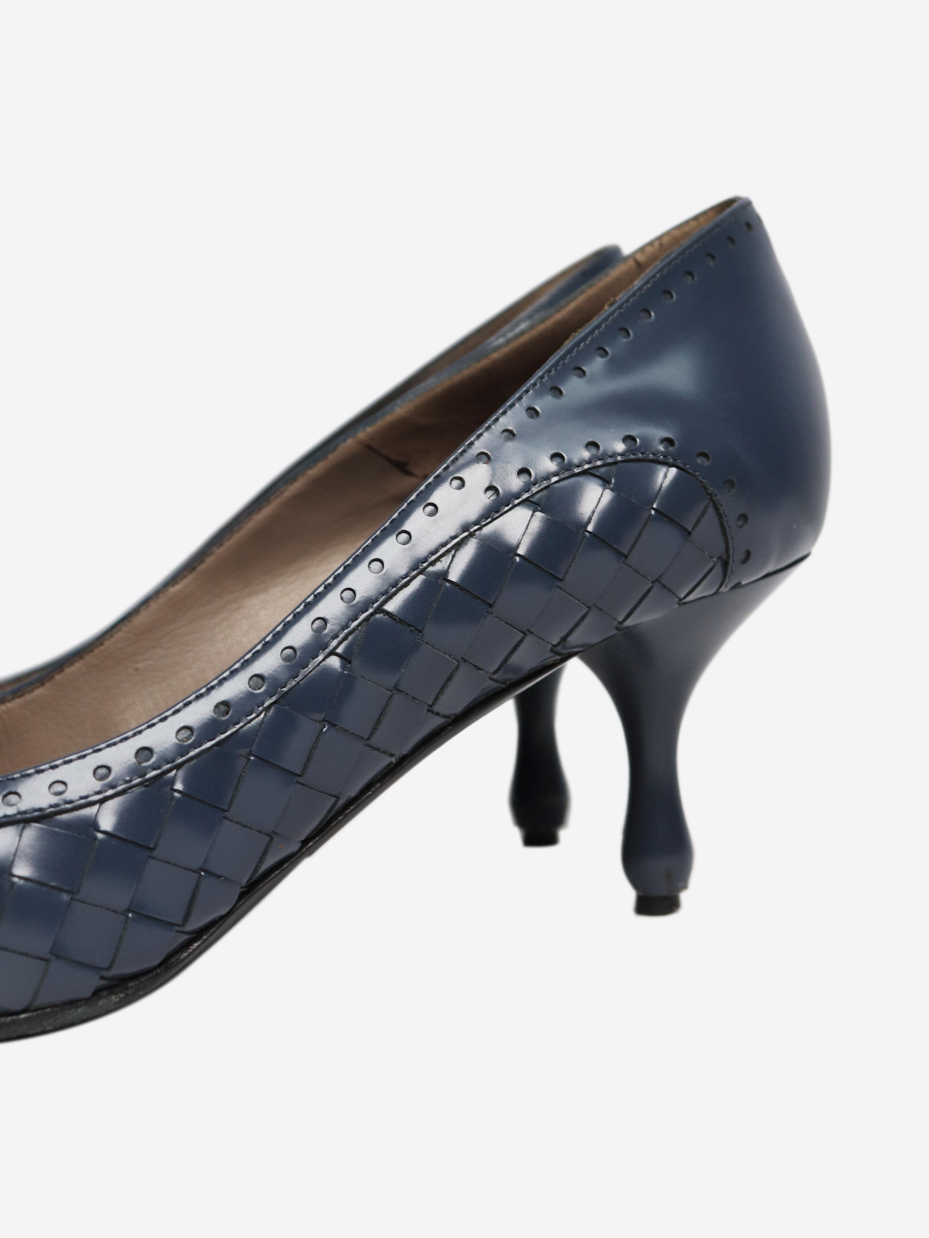 Blue Intrecciato Women's Heels Size EU 36.5 (UK 6.5) - Elegant Stiletto Pumps for Party, Wedding & Evening Events