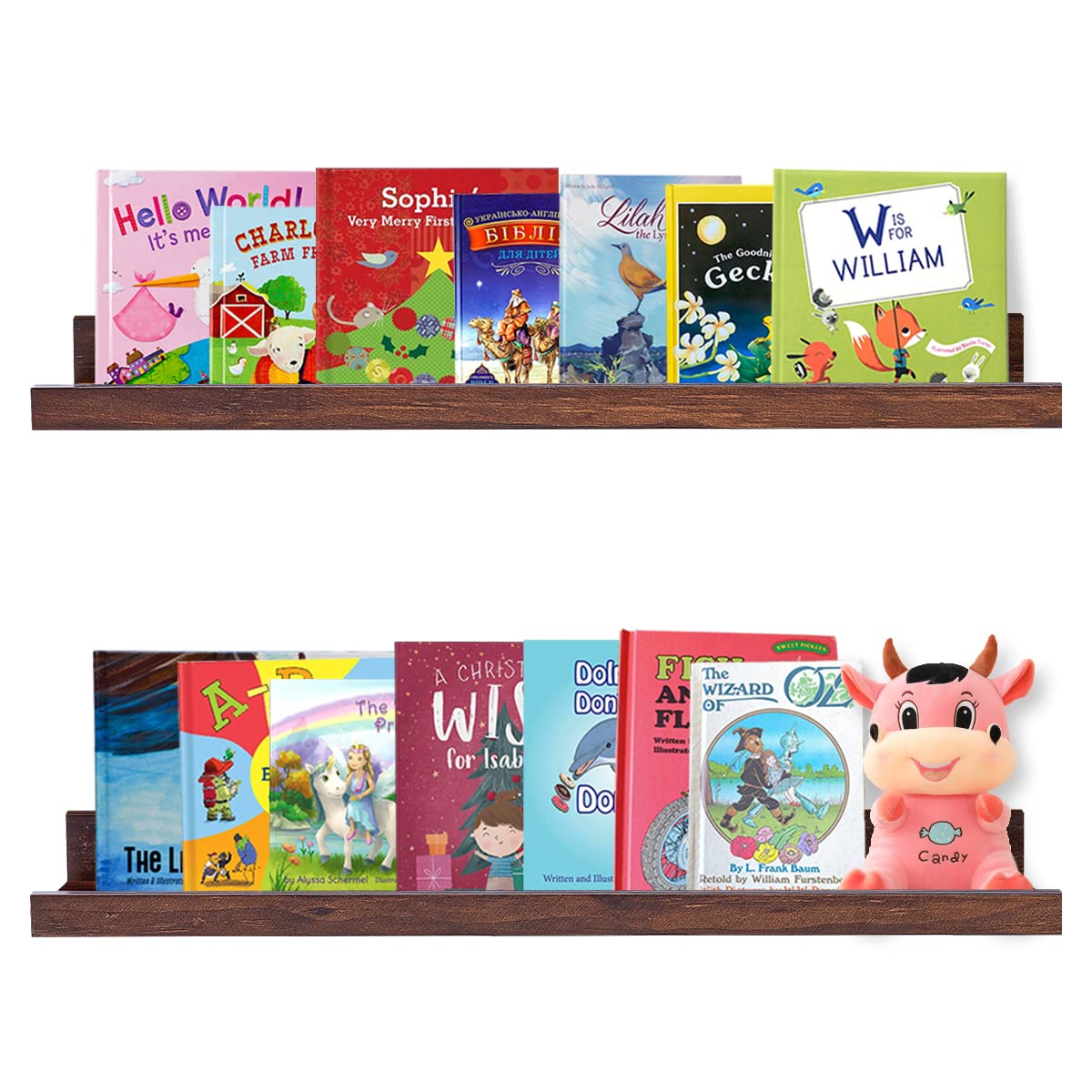 Floating Bookshelves Wall Mounted - Set of 2 Deep Walnut Display Shelves for Home Decor, Living Room, Bedroom, Bathroom & Office - Perfect for Organizing Books, Photos & Decorative Items