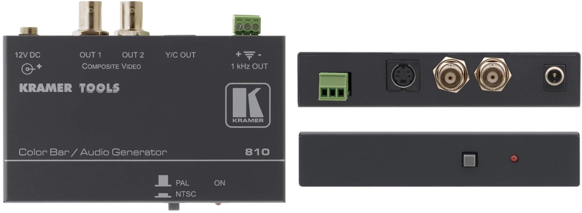 Kramer Electronics 810 Composite Video & S-Video Color Bar Generator with Audio Tone - Professional AV Testing for Home Theaters & Broadcast Studios