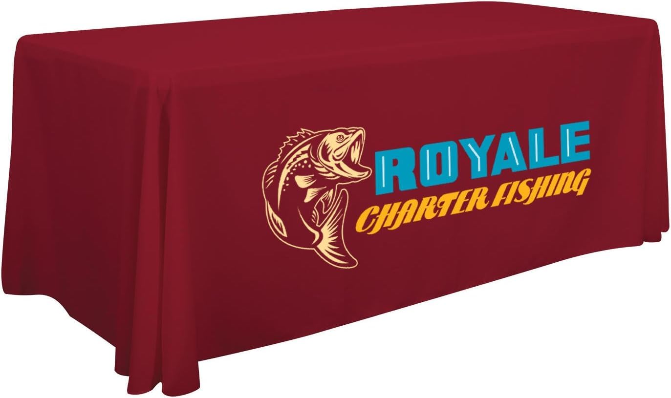 Custom Printed Tablecloth 6ft Red Table Cover with Logo - Personalized Table Throw for Weddings, Parties & Events