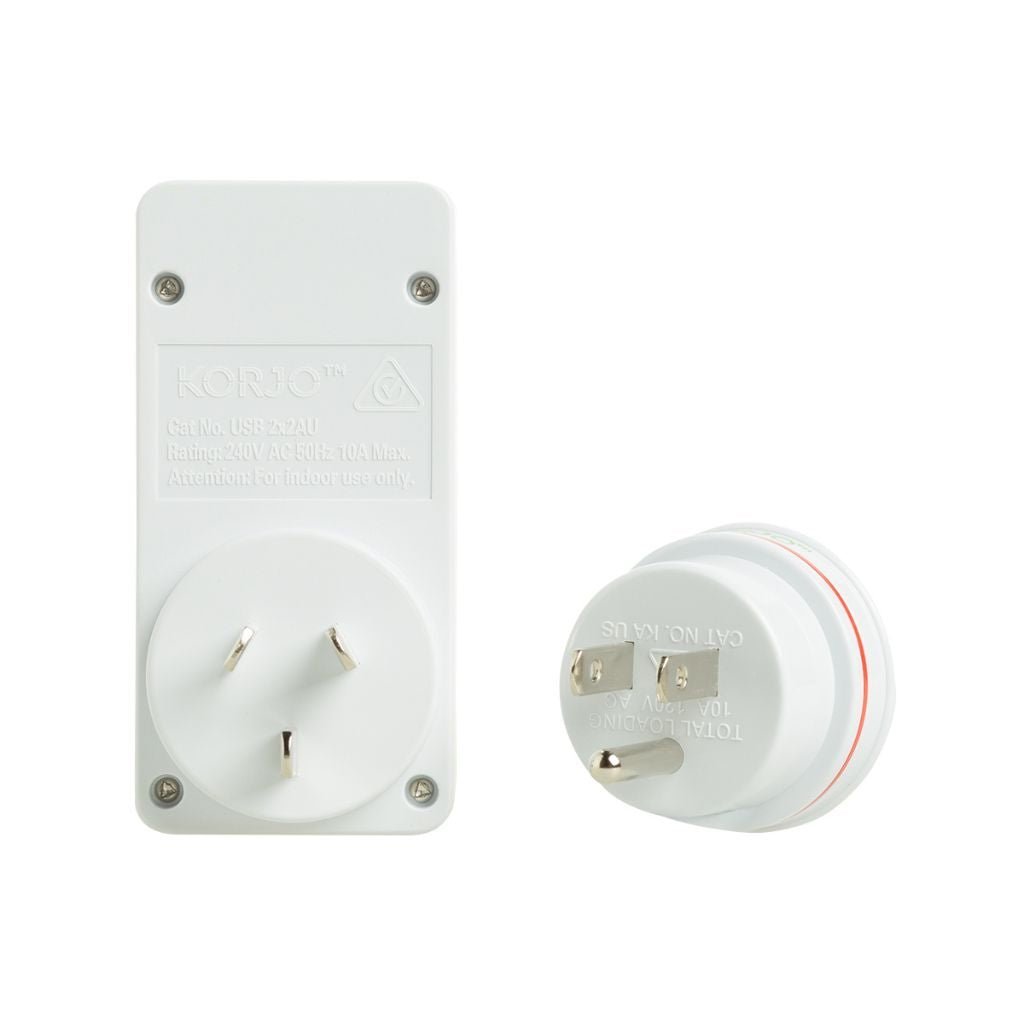 Korjo USB Travel Adapter for USA - Dual USB Port Charger for International Travel, Hotels, Airports | Fast Charging Universal Power Plug