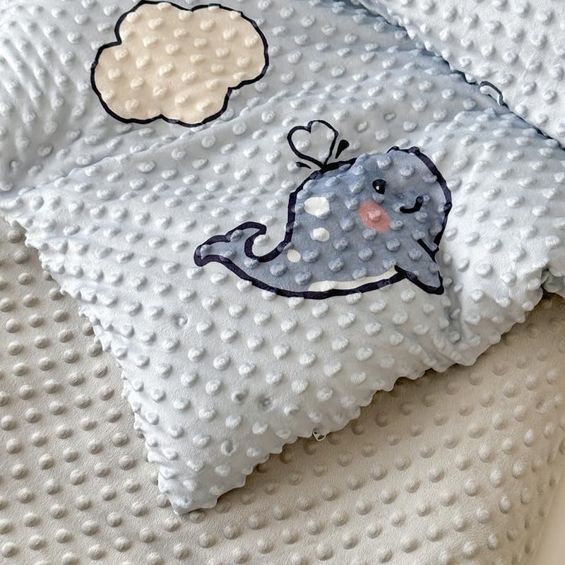 BlessLiving 6-Piece Blue Whale Toddler Bedding Set for Boys & Girls - Comforter, Duvet Cover, Sleeping Mat, Sheet, Pillow & Case (47