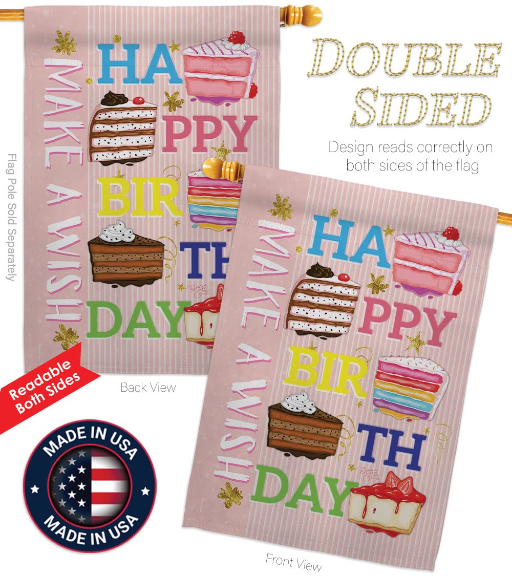 Breeze Decor Make a Wish House Flag Set 28x40 - Party Decor for Special Occasions