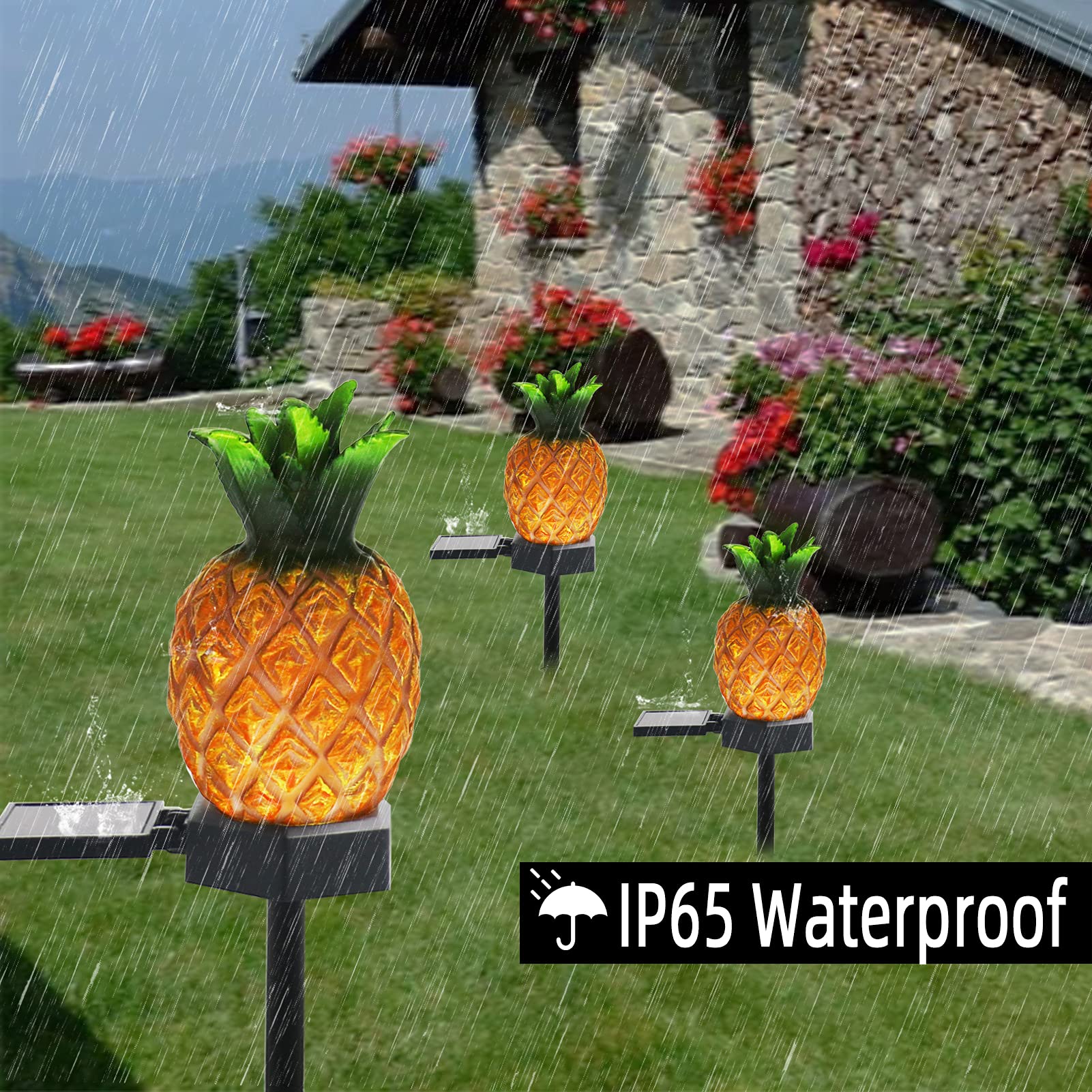 Solar Pineapple Stake Lights - 2 Pack Waterproof Outdoor Garden Decor for Pathway, Yard, Lawn & Walkway | Perfect for Patio, Backyard & Landscape Lighting at Night