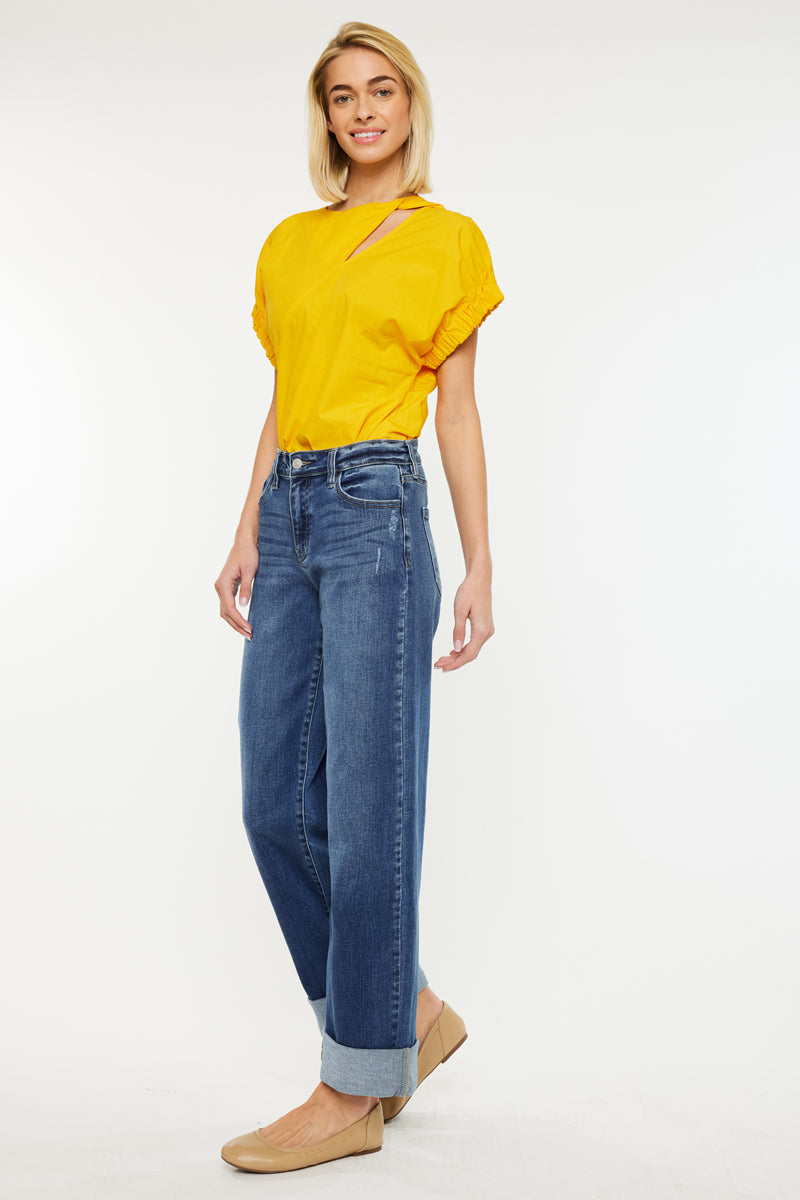 Ivanna Essentials High Rise Wide Leg Jeans for Women - Stretchy Comfort Denim Pants with Flared Fit - Perfect for Casual Outfits, Workwear & Street Style Fashion