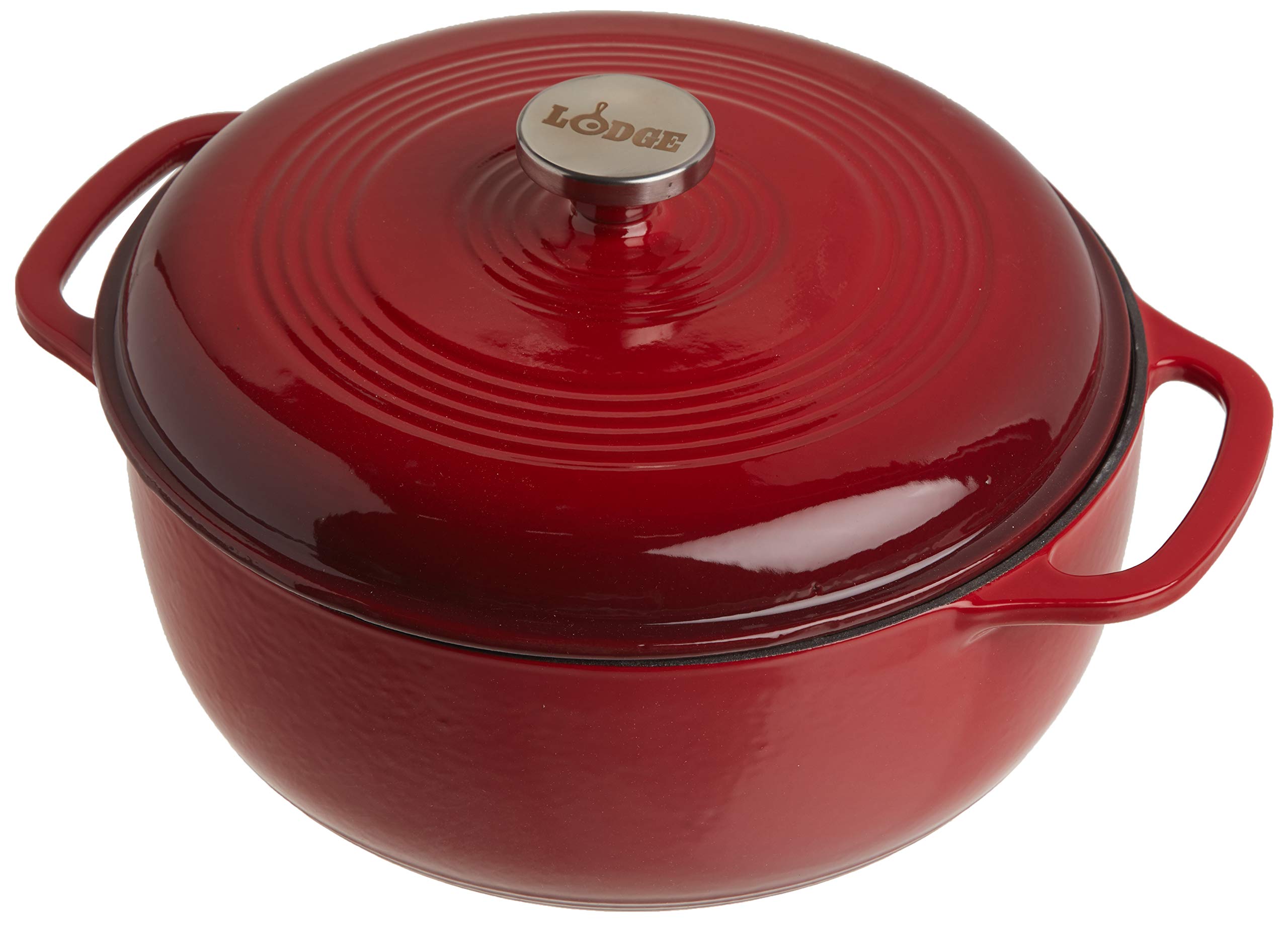 Lodge EC6D43 6-Quart Enameled Cast Iron Dutch Oven - Island Spice Red, Heavy Duty Cookware for Braising, Stewing & Baking - Perfect for Soups, Casseroles & Bread Making in Oven or Stovetop