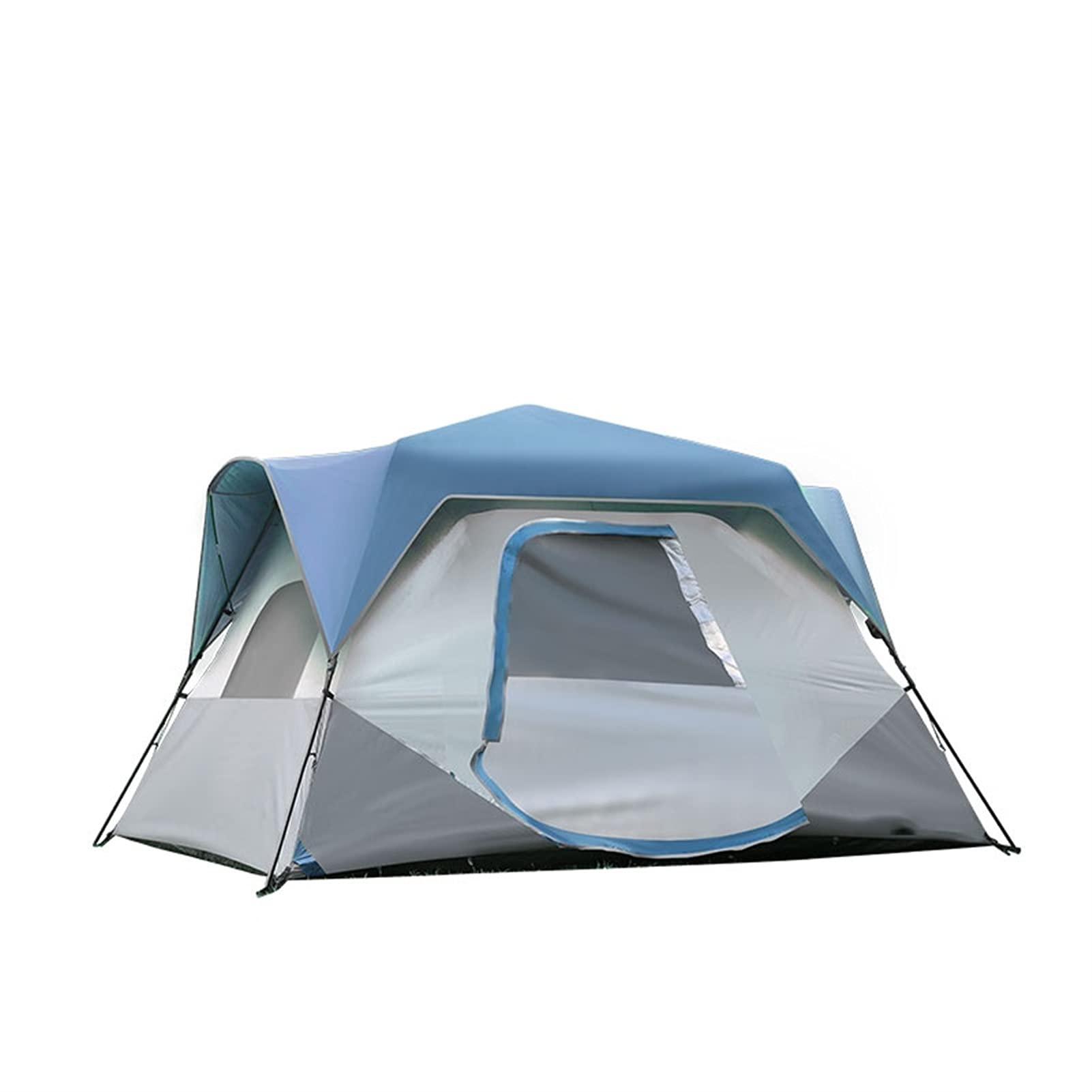 LICHUAN 6-Person Pop Up Camping Tent - Instant Setup Semi-Automatic Tent with 1 Door & 3 Mesh Windows for Outdoor Hiking, Backpacking & Family Camping (Blue) - Perfect for Beach Trips, Music Festivals & Backyard Campouts