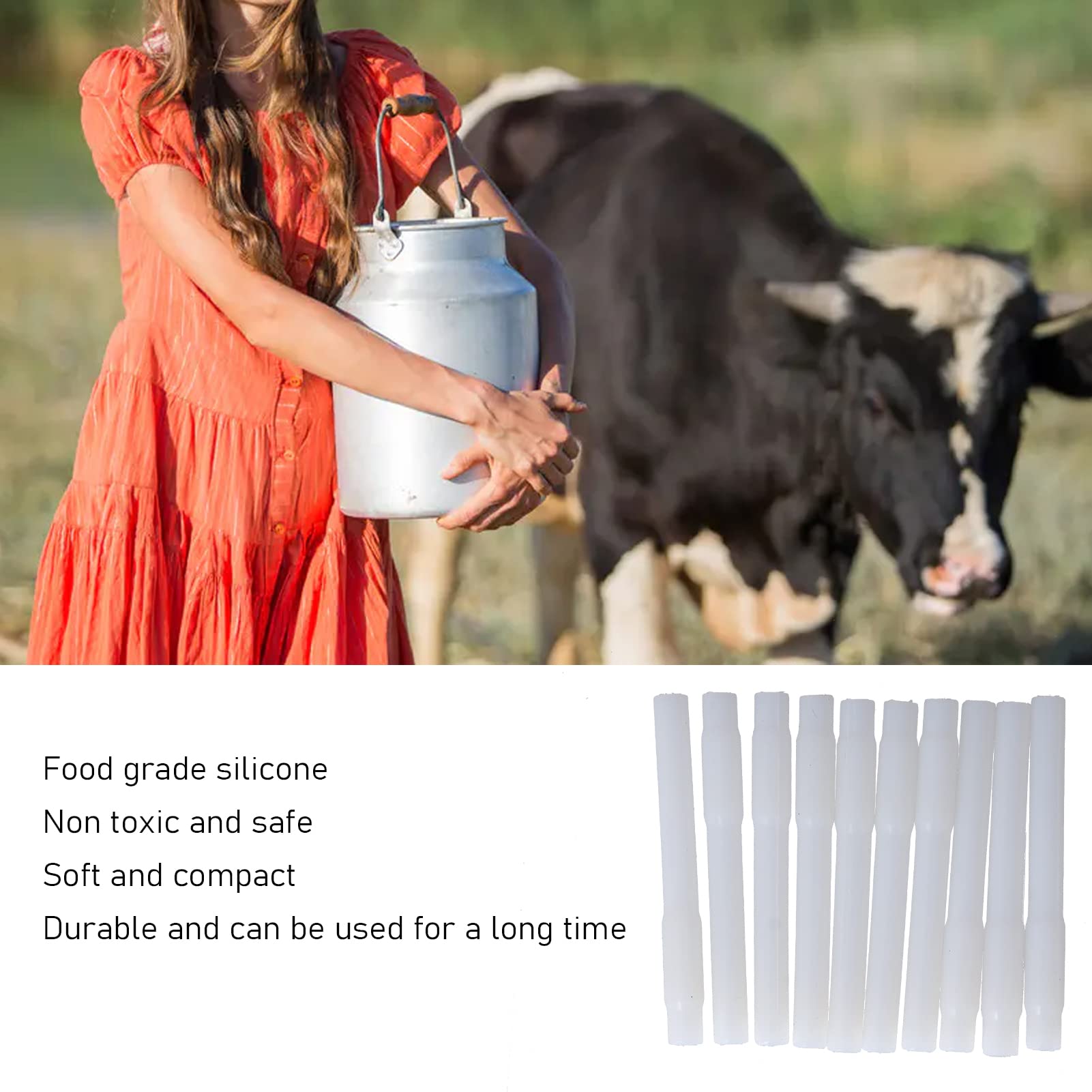 Silicone Short Milking Tube for Cow Goat Sheep - Durable Milking Machine Accessories with White Short Pipe - Perfect for Dairy Farm, Homestead and Livestock Care