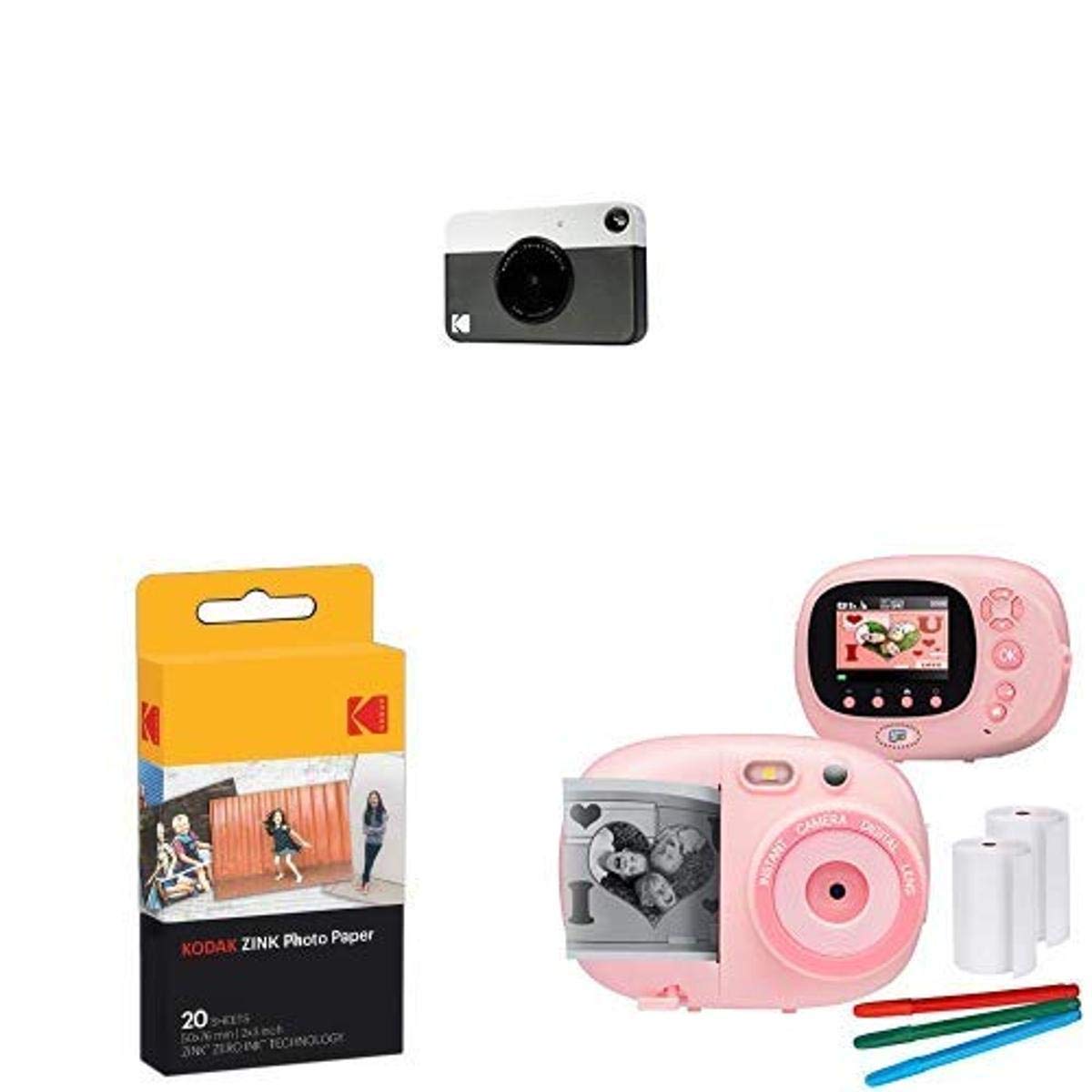 Kodak PRINTOMATIC Digital Instant Print Camera (Black) with 50 Sheets Photo Paper | Kids Instant Camera & Video Camcorder Bundle with 10 Frames & 20 Filters | Perfect for Birthday Parties, Travel Memories & Family Gatherings