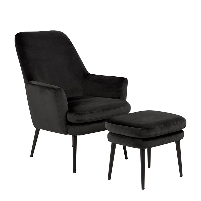 KENDRA Lounge Chair with Footstool - Grey Brown Modern Accent Chair for Living Room, Bedroom, or Office - Comfortable Reading & Relaxation Chair with Ottoman