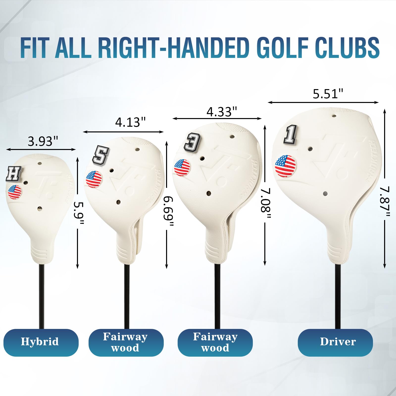 Premium Golf Head Covers Set - Durable EVA Plastic Driver & Fairway Wood Club Protectors with Secure Pins - Universal Fit for Right-Handed Golfers - Easy On/Off & Machine Washable - Perfect for Course Play, Practice & Club Protection