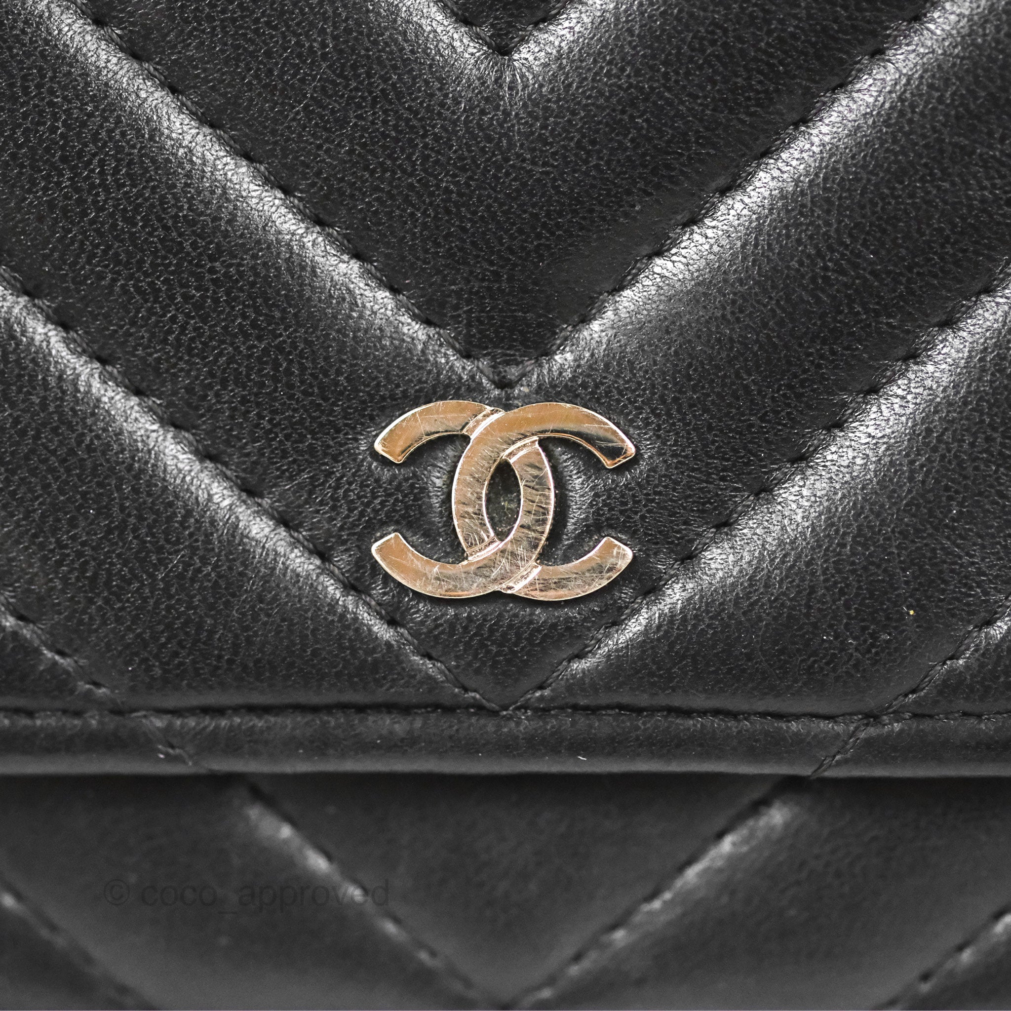 Chanel Classic Chevron Wallet on Chain WOC - Black Lambskin Leather with Silver Hardware | Crossbody Bag for Women, Perfect for Evening Events & Daily Use